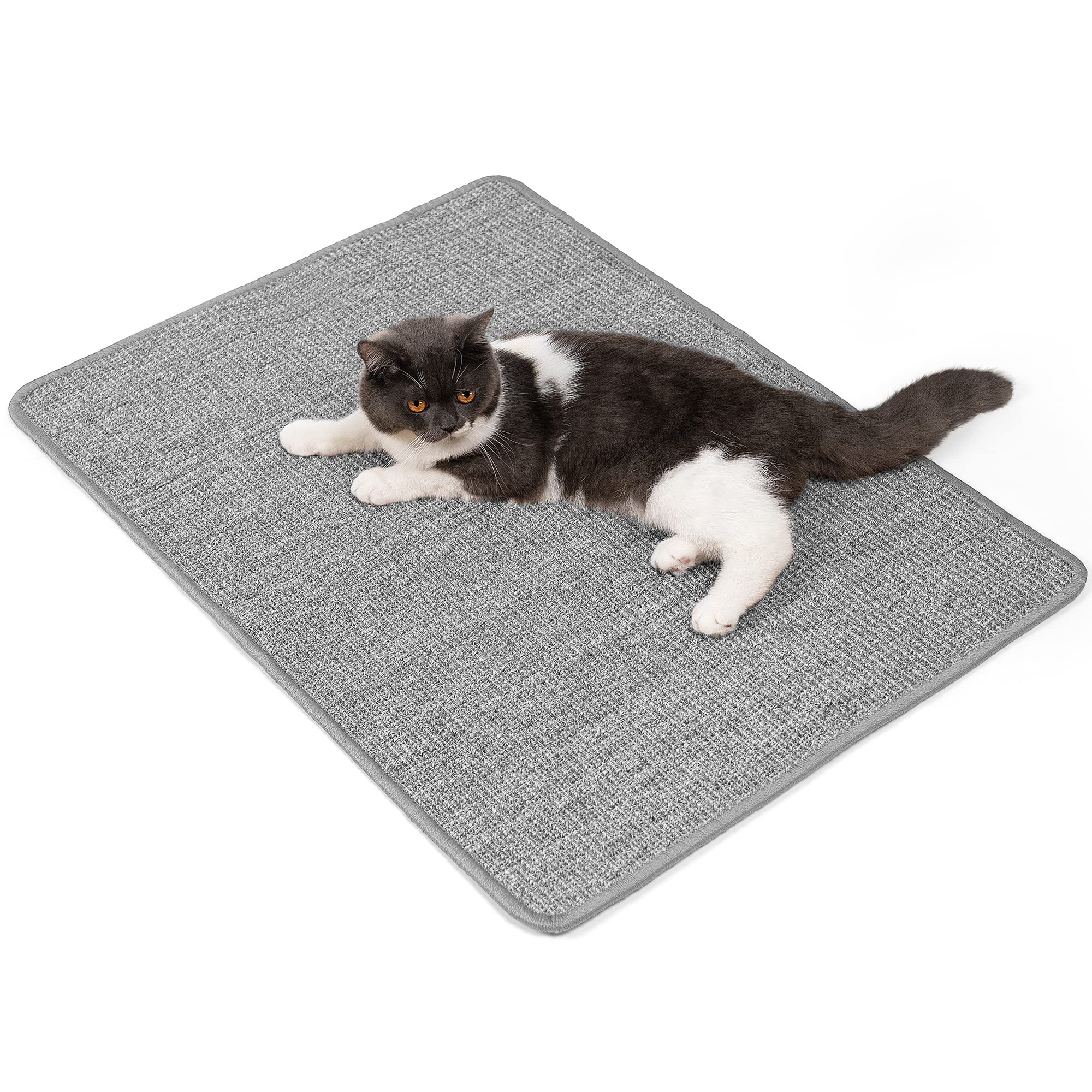 Conlun Cat Scratcher Mat,Natural Sisal Cat Scratch Pad With Hook&Loop Tape,Horizontal Floor Kitty Scratching Pads Rug For Indoor
