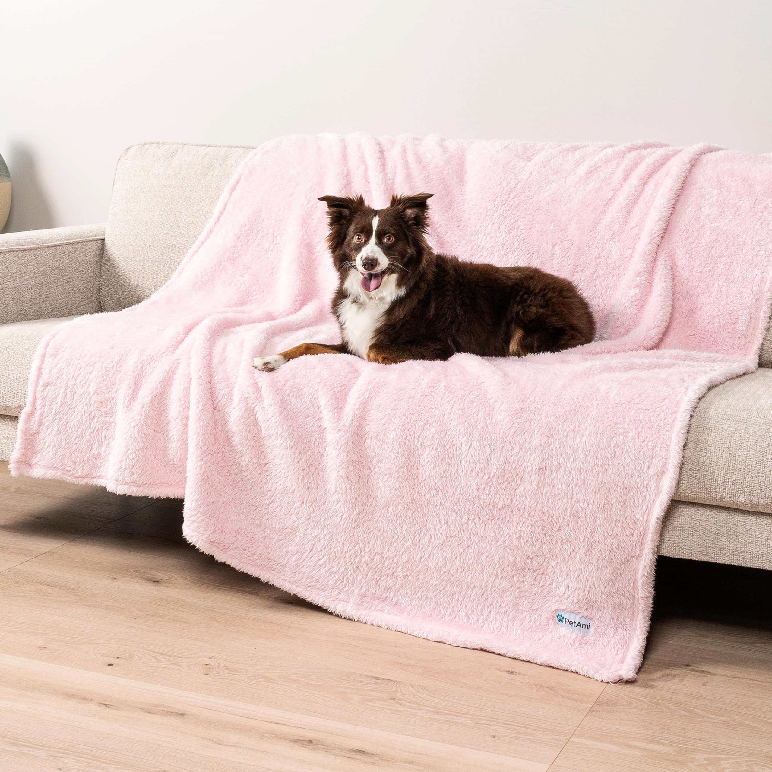 PetAmi Dog Blanket for Large Dogs Pink, Fluffy Soft Puppy Blanket, Sherpa Fleece Cat Blanket for Kitten, Calming Pet Blanket Thr