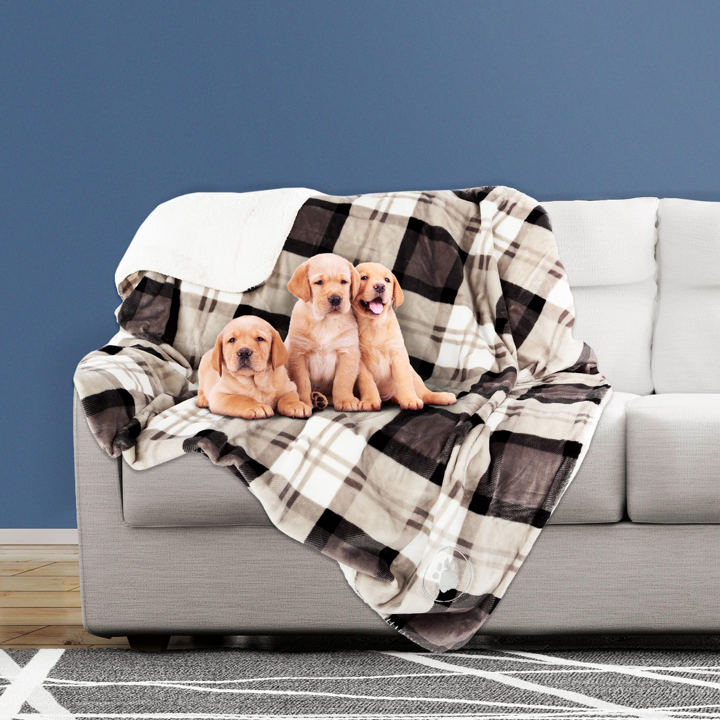 Petmaker Pet Blanket - Reversible Waterproof Plaid Throw Protects Couch, Car, And Bed From Spills, Stains, Or Fur - Dog And Cat 