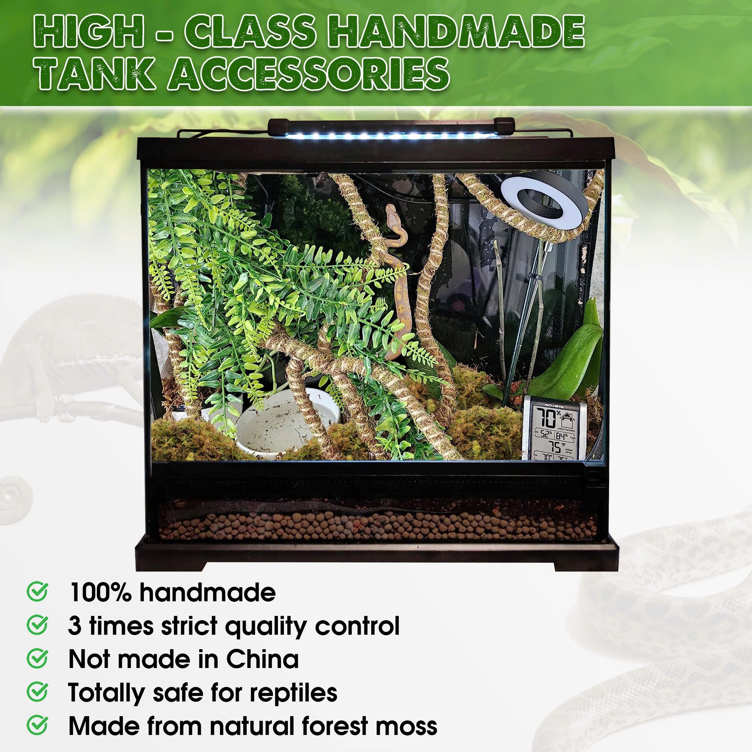 Duspro Reptile Decor Set Including 10Ft Reptile Vine Climbing Bendable Branch & 04 Oz Natural Dried Forest Moss Bag Ideal For Be