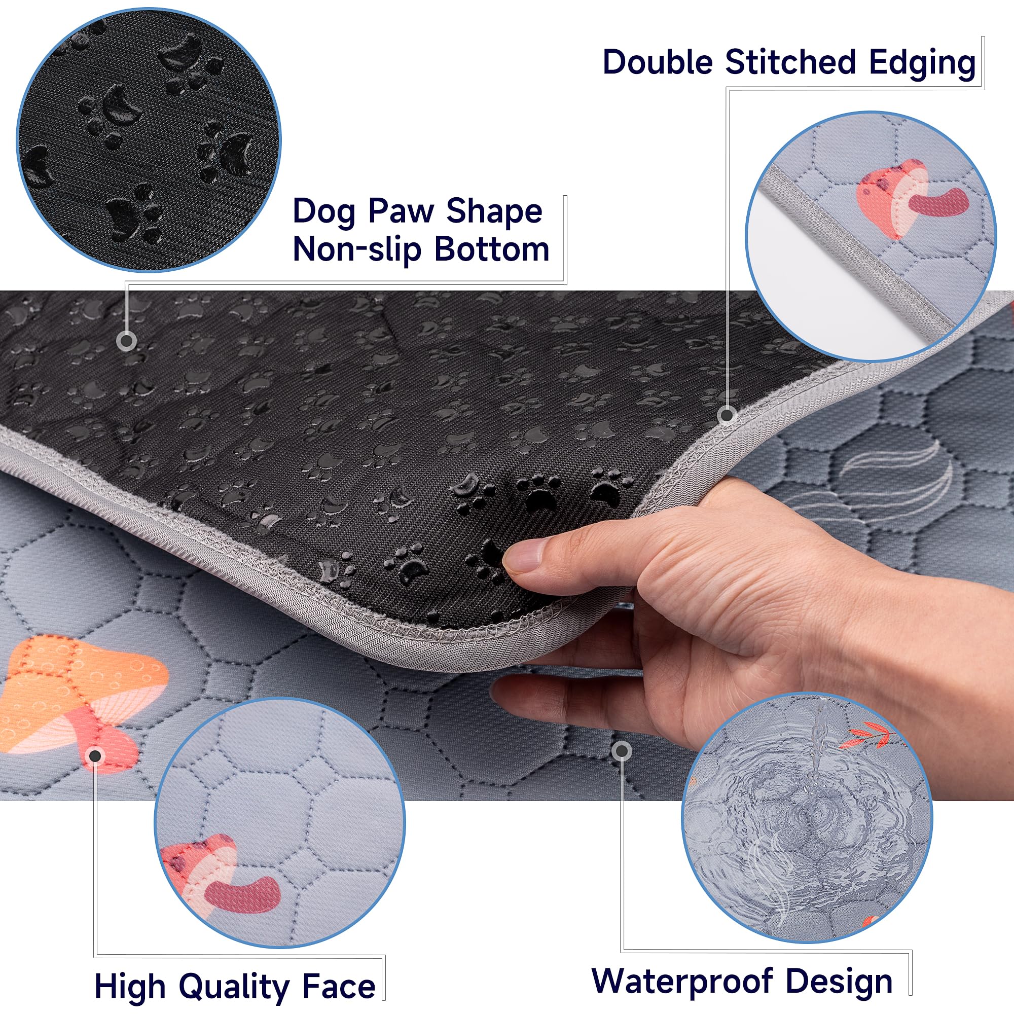 Washable Pee Pads For Dogs, 2-Pack Reusable Dog Pads Large Non-Slip Dog Pee Pads, Waterproof & Absorbent Pet Training Pads For P