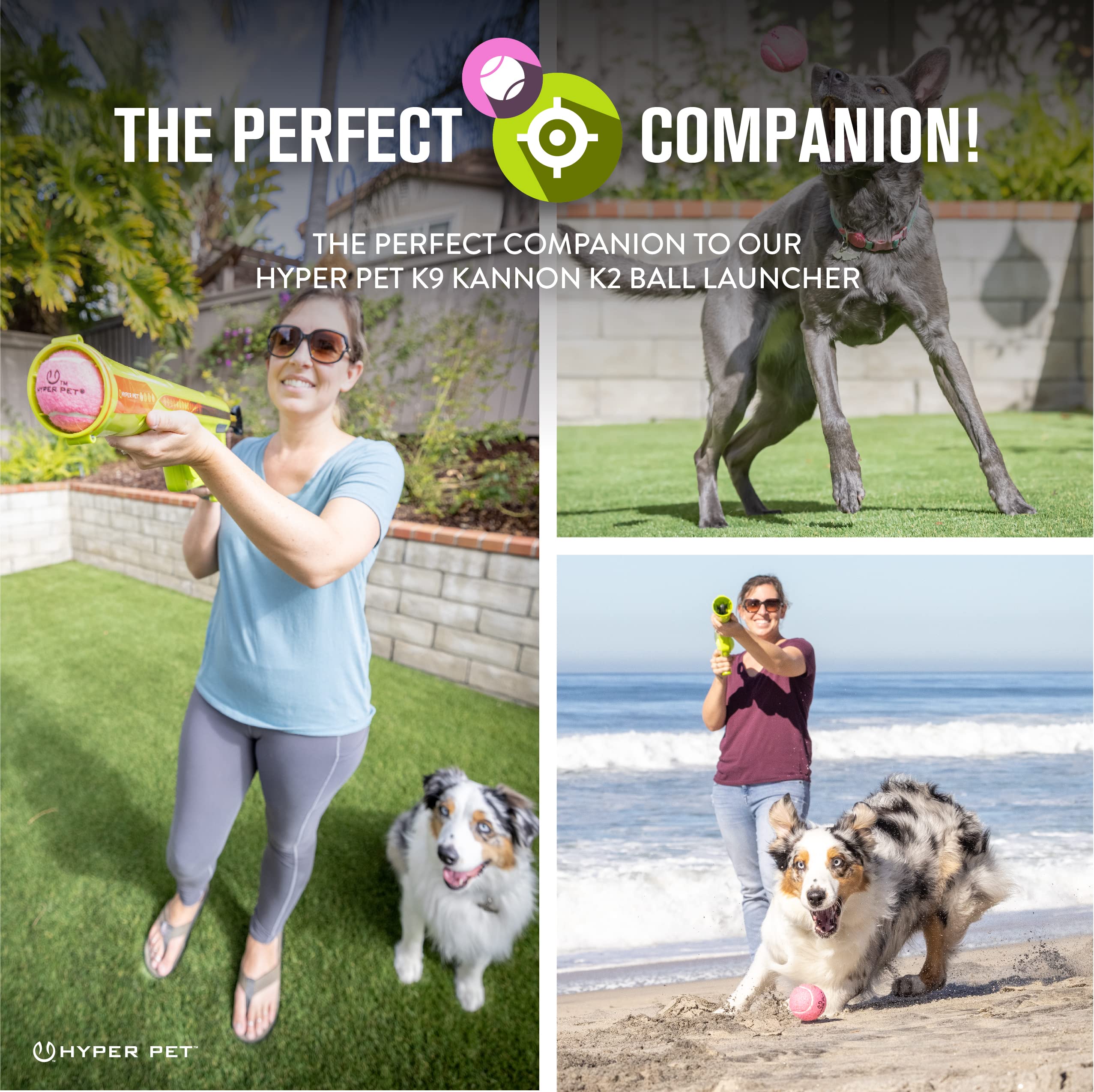 Hyper Pet Tennis Balls For Dogs (Pet Safe Dog Tennis Ball For Exercise And Training, Interactive Toys Work With Hyper Pet K9 Kannon K2 Launcher - 4 Pack 2.5' Pink