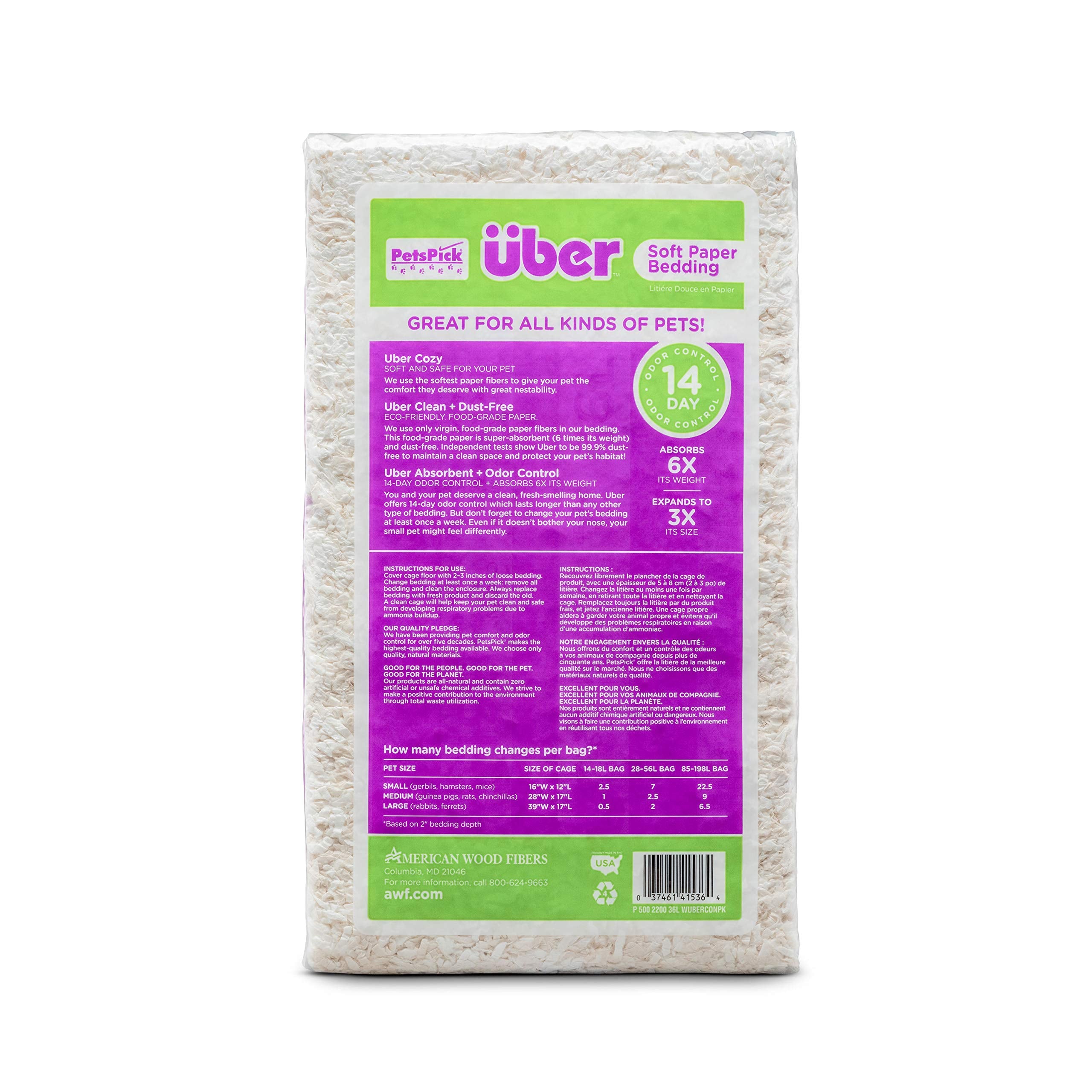 PETSPICK Uber Soft Paper Pet Bedding for Small Animals, White, 36L