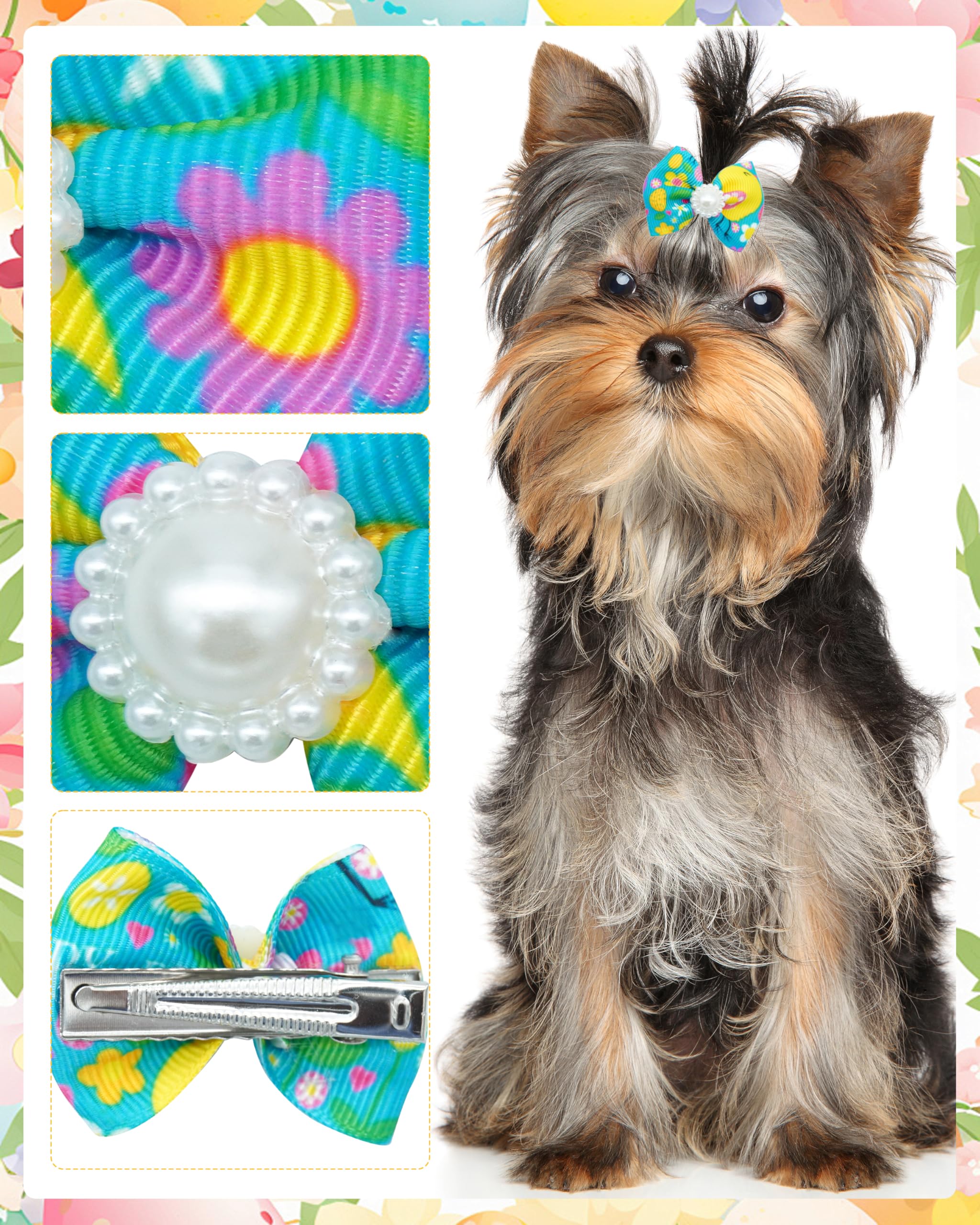 Pet Show 20 Pack Easter Dog Hair Bows With Alligator Clips For Small Medium Dogs Colorful Bowknot Hair Clips Cat Puppy Yorkshire