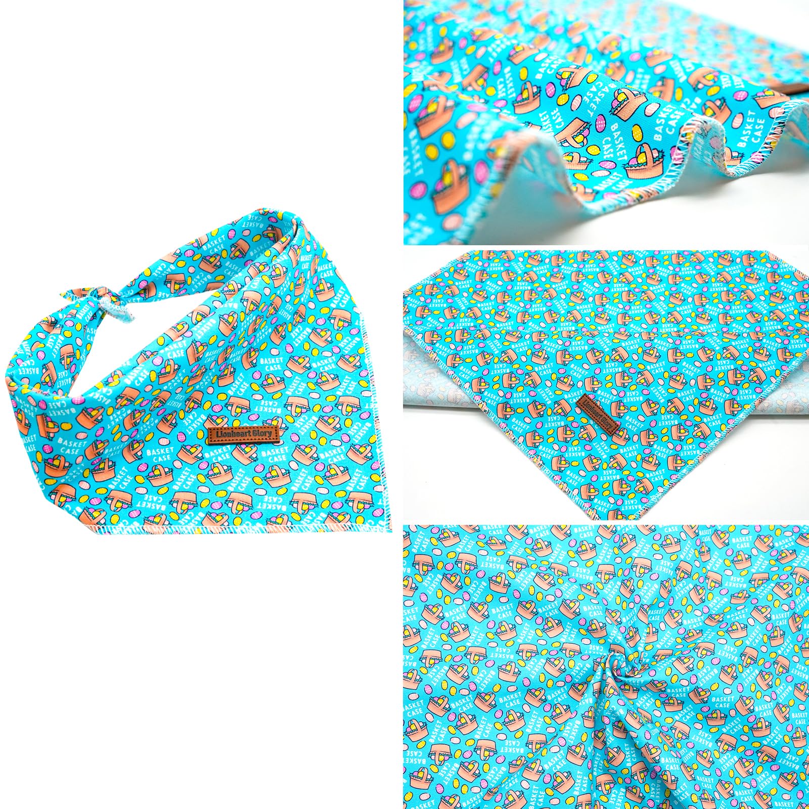 Lionheart Easter Dog Scarf, Square Adjustable Bandanas, Soft, Washable, Medium To Large Dogs, 1 Pack
