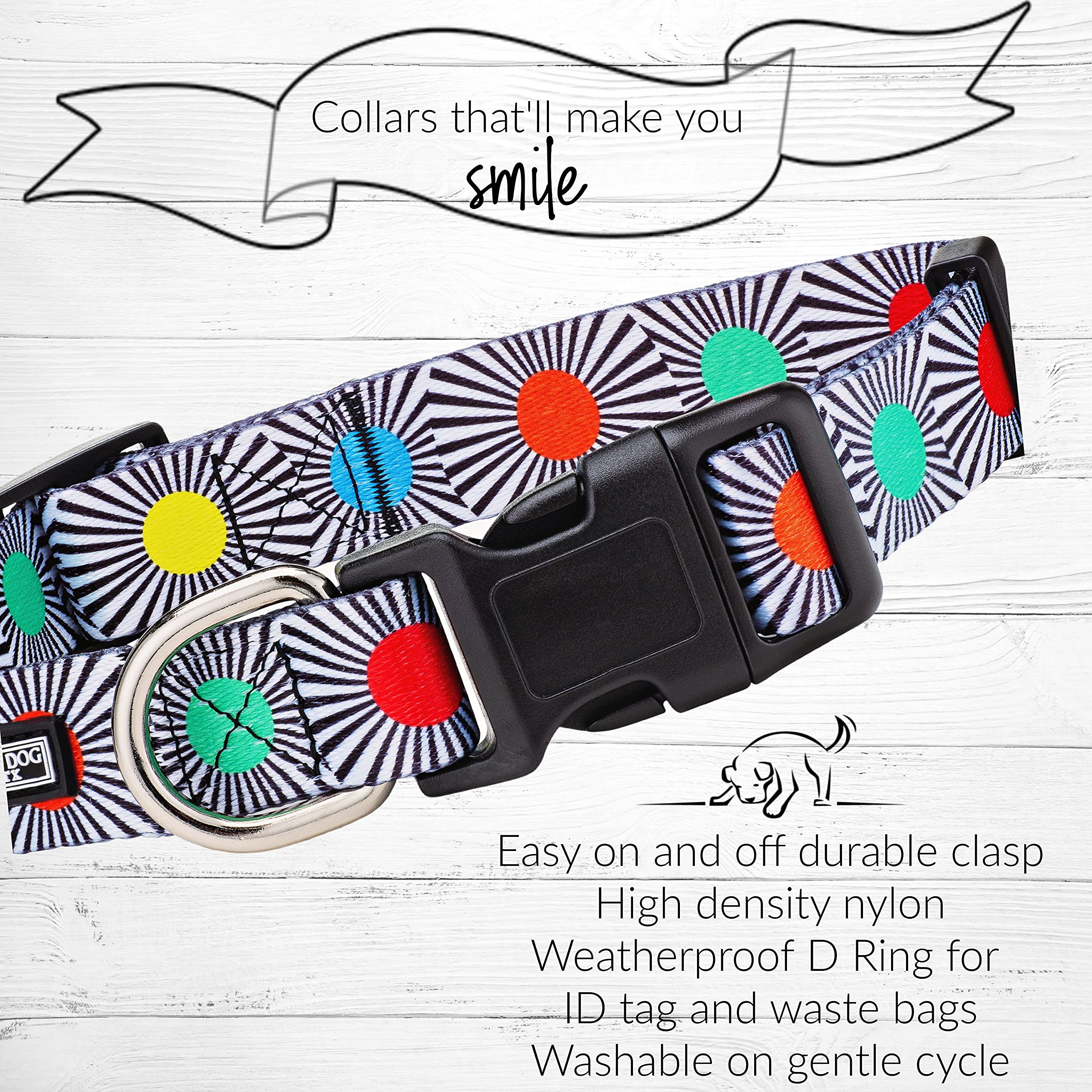 Lucky Love Dog, Adjustable Fun Style Collar And Leash Set For Dogs, Bright Color Matching Dog Collar And Leash - (Large, Soco Co