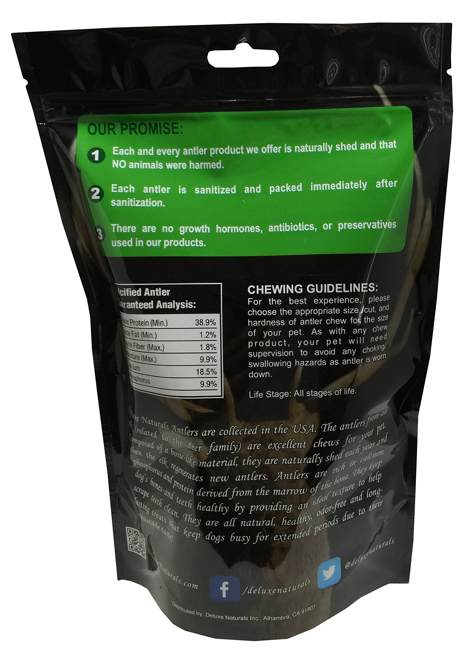 Deluxe Naturals Elk Antler Chews For Dogs | Naturally Shed Usa Collected Elk Antlers | All Natural A-Grade Premium Elk Antler Dog Chews | Product Of Usa, 2 Packs Of 1 Pound Small Cuts