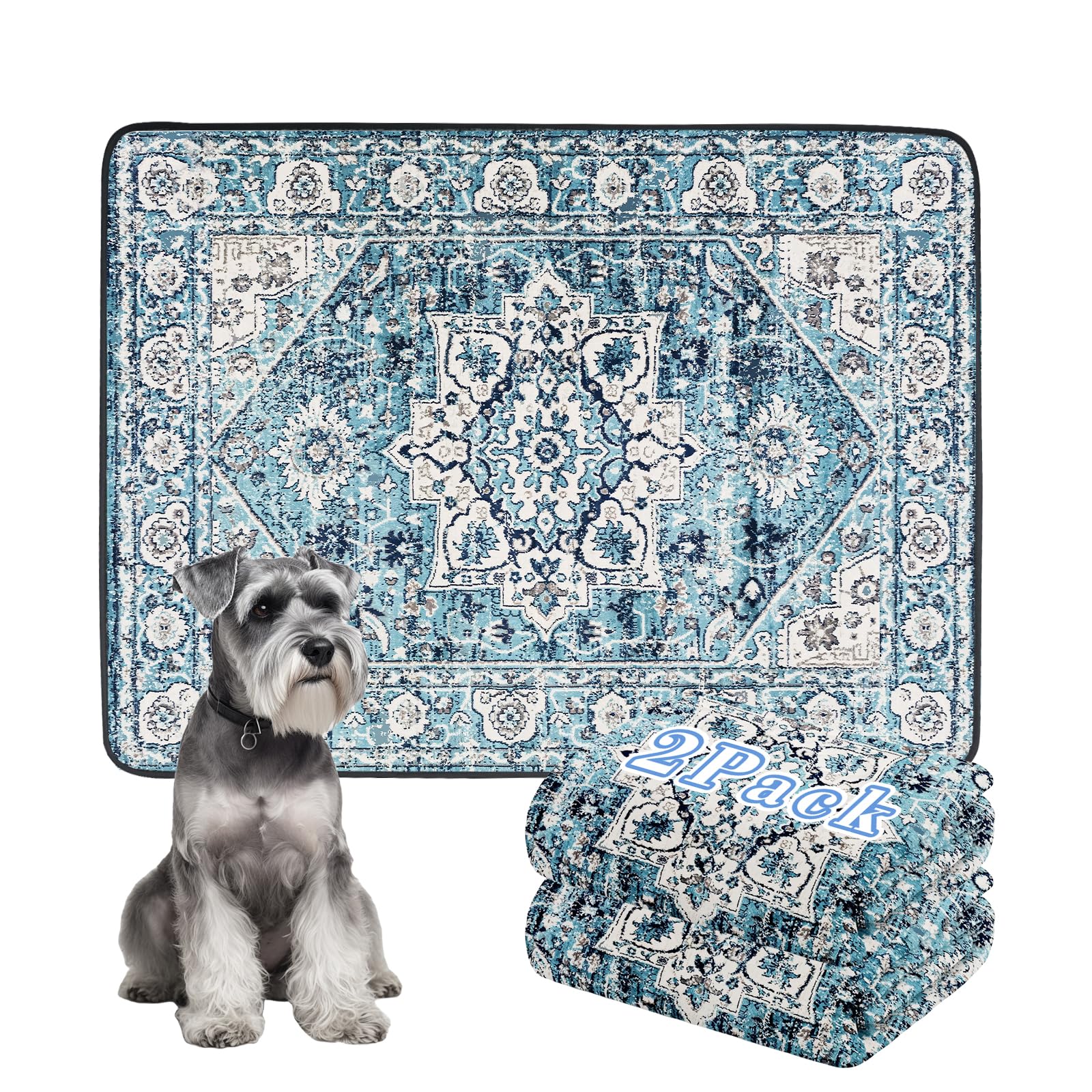 Thicken Washable Pee Pads For Dogs, 2 Pack Waterproof Reusable Pee Pads For Dogs,36''X48'' Super Absorbent Leakproof Dog Pads, N