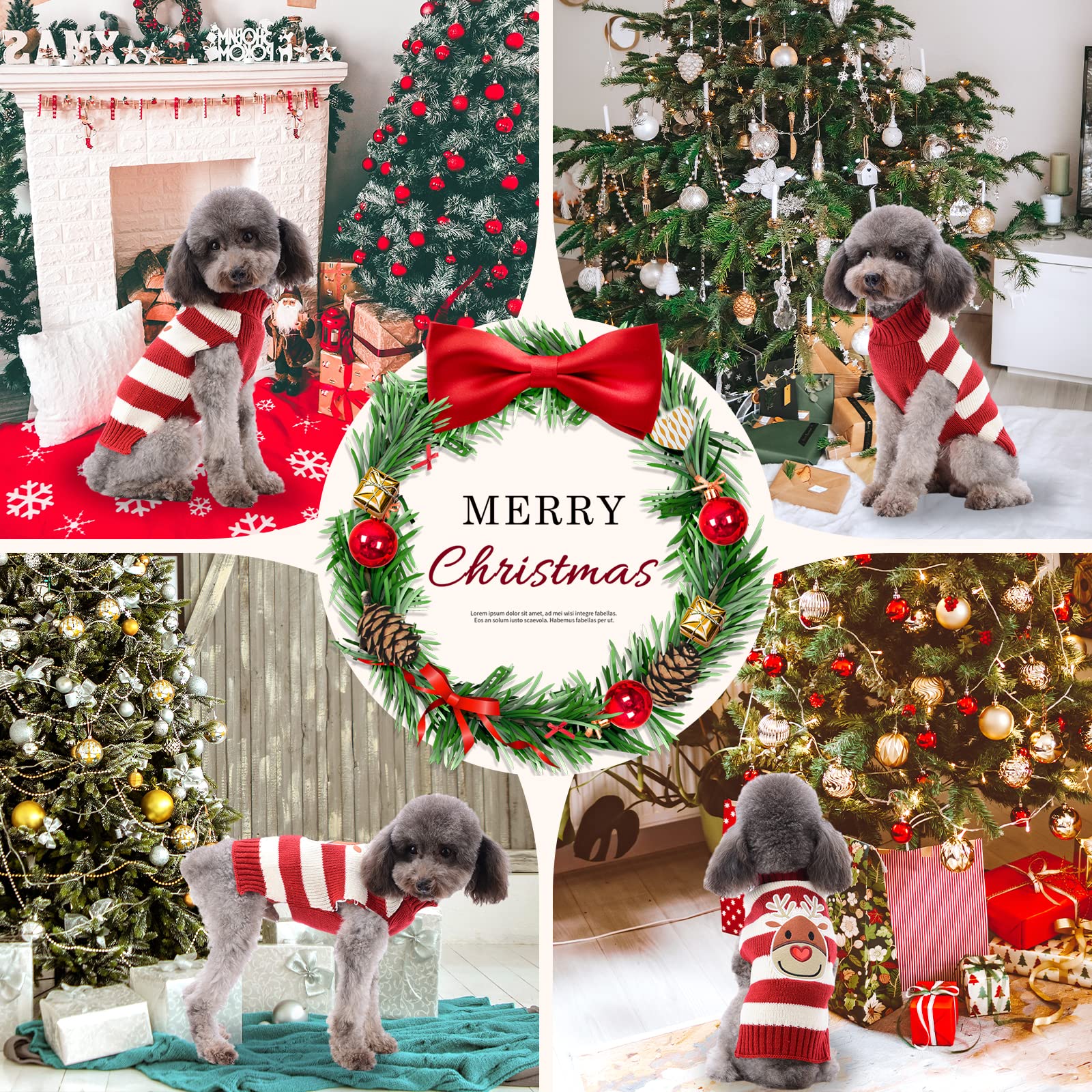 Doggyzstyle Dog Christmas Sweater Cute Striped Reindeer Xmas Pet Clothes Holiday Puppy Cat Costume New Year Gifts For Small Medi