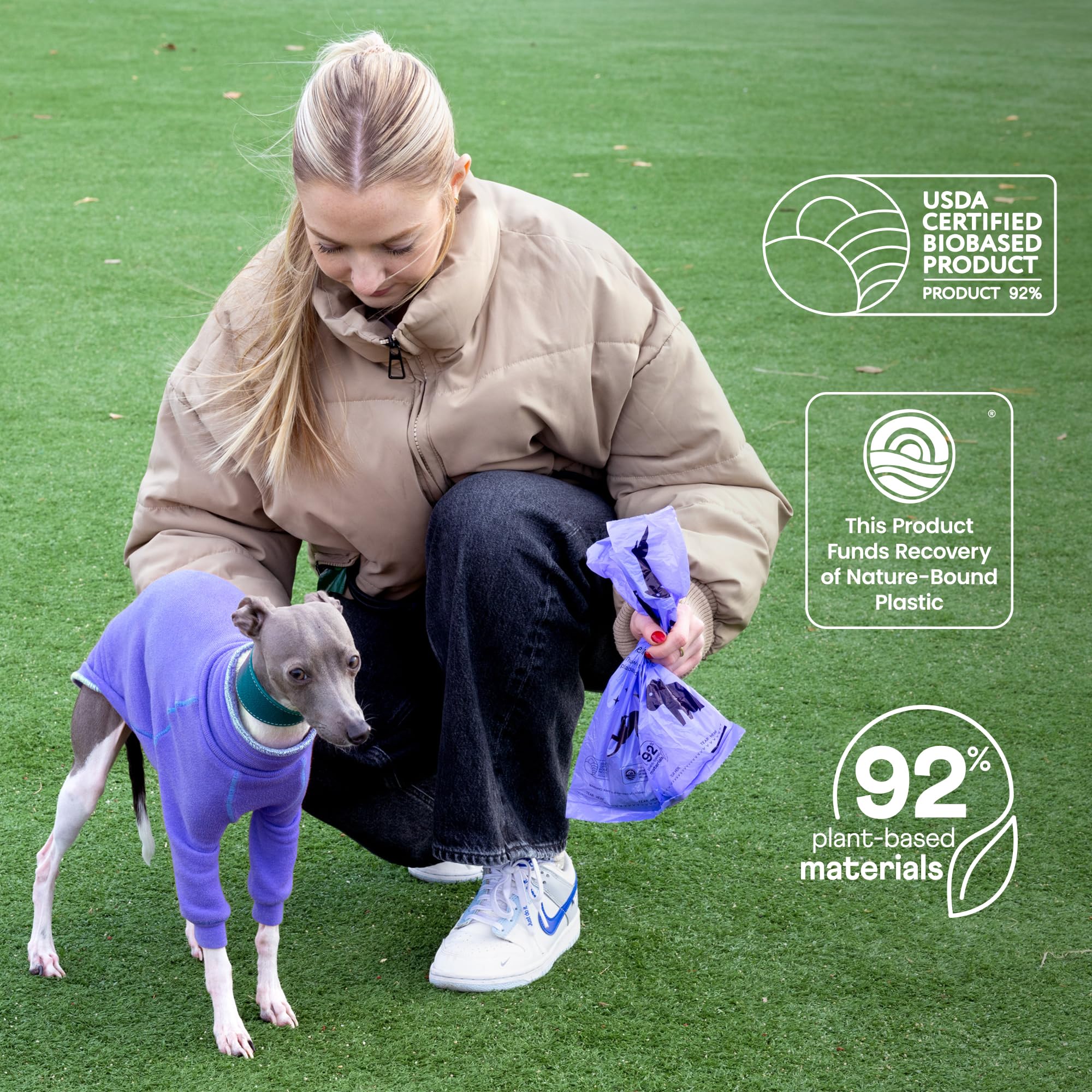 Finn 92% Biobased Poop Bags | Usda-Certified Biopreferred Product | Made From 92% Plant-Based Materials / 8% Pe | Unscented Dog