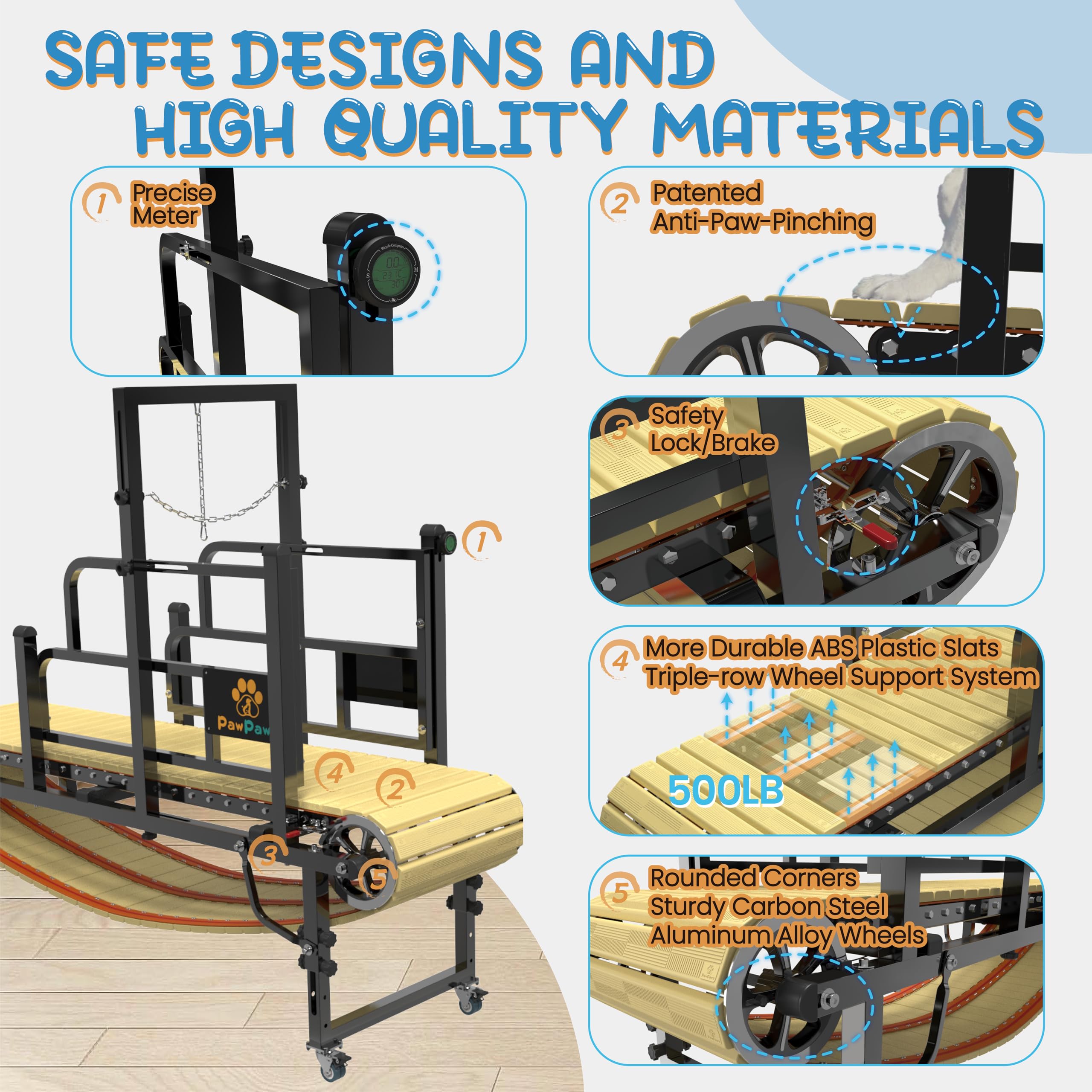 Pawpaw'S Dog Treadmill For Large Dogs, Medium Dogs With Brake. Dog Slatmill For Healthy & Fit Dog Life, Dog Treadmill For Indoor