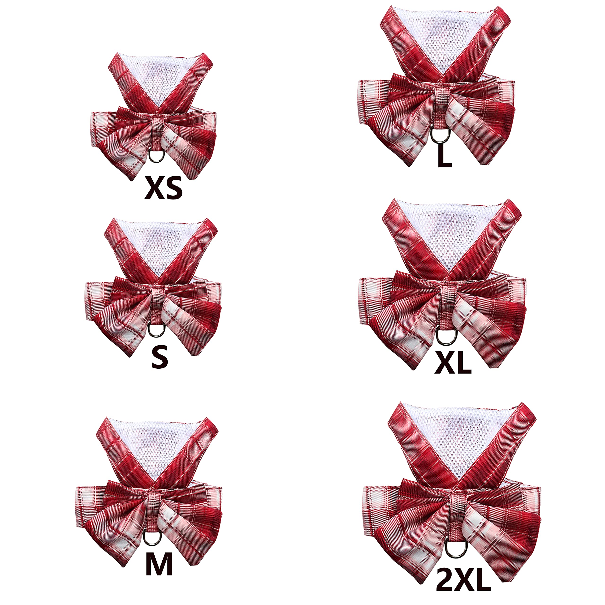 Petbuy Plaid Dog Dress Bow Tie Harness Leash Set,Dog Clothes Harness Dress With Leash Ring For Small Dogs Girl, Puppy Princess R