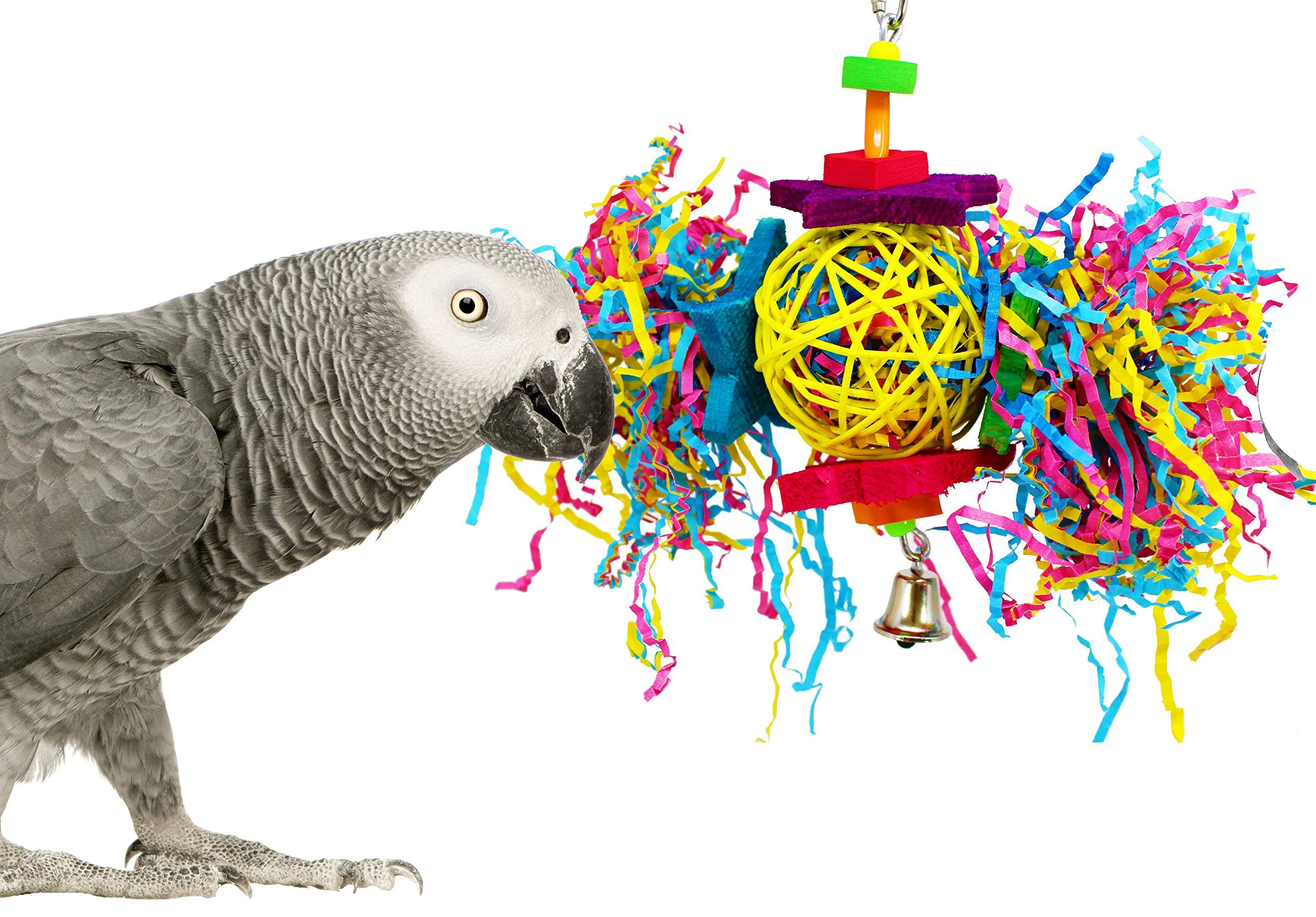 Bonka Bird Toys 1839 Foraging Star 7' High By 8' Wide, Medium Parrot Chew Shred Forage Cage Toy, Conure, Pionus, Quaker, And Similar Birds
