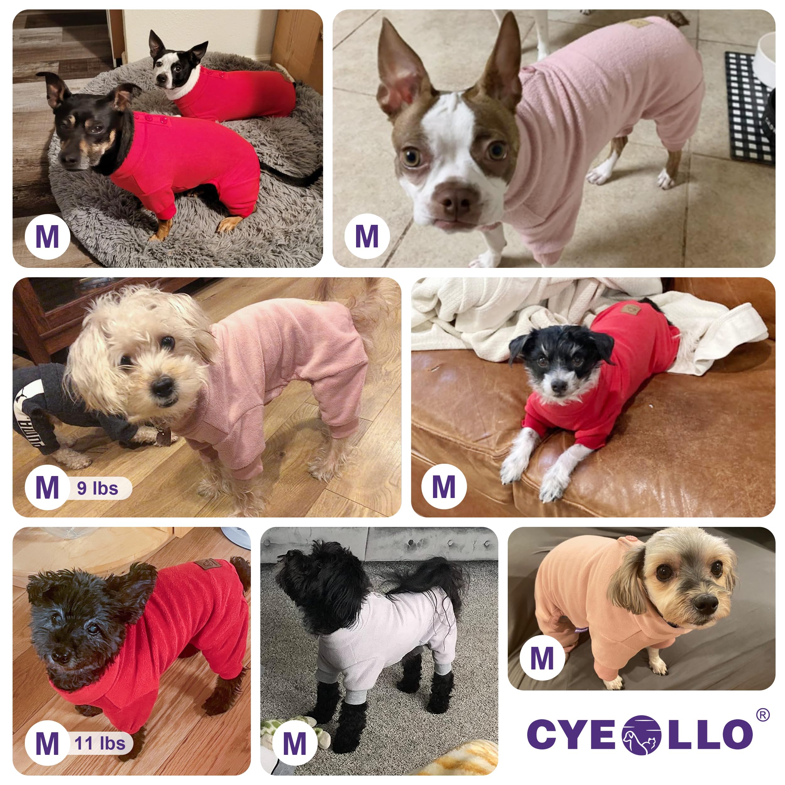 Cyeollo Dog Pajamas Fleece Dog Pjs Jumpsuit Thermal Dog Onesie Stretchable Doggie Warm Pet Winter Coat For Small Dogs, Color Pur