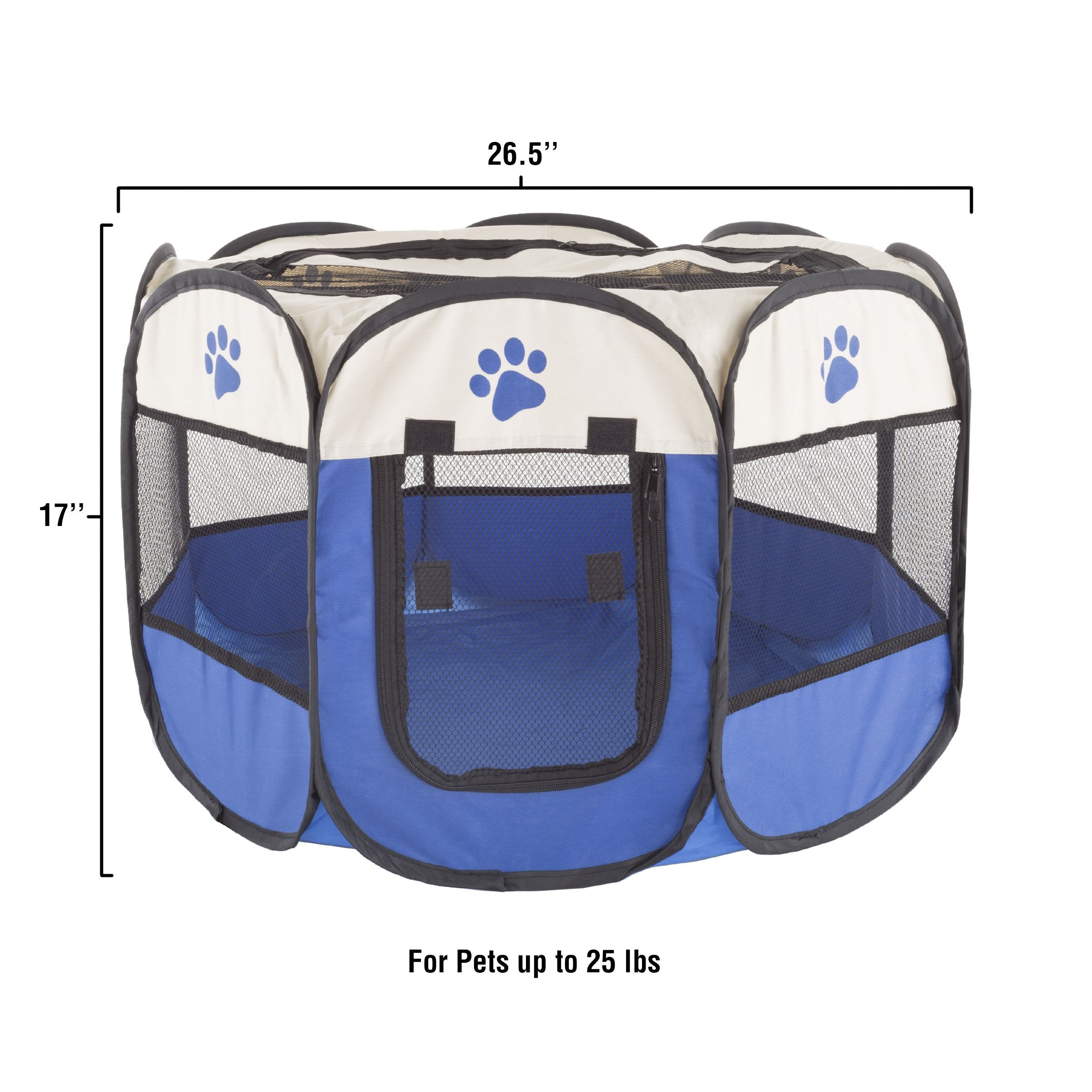 Pop-Up Pet Playpen - 26-Inch Indoor And Outdoor Dog Kennel With Carrying Bag - Portable Pet Enclosure For Dogs And Small Animals