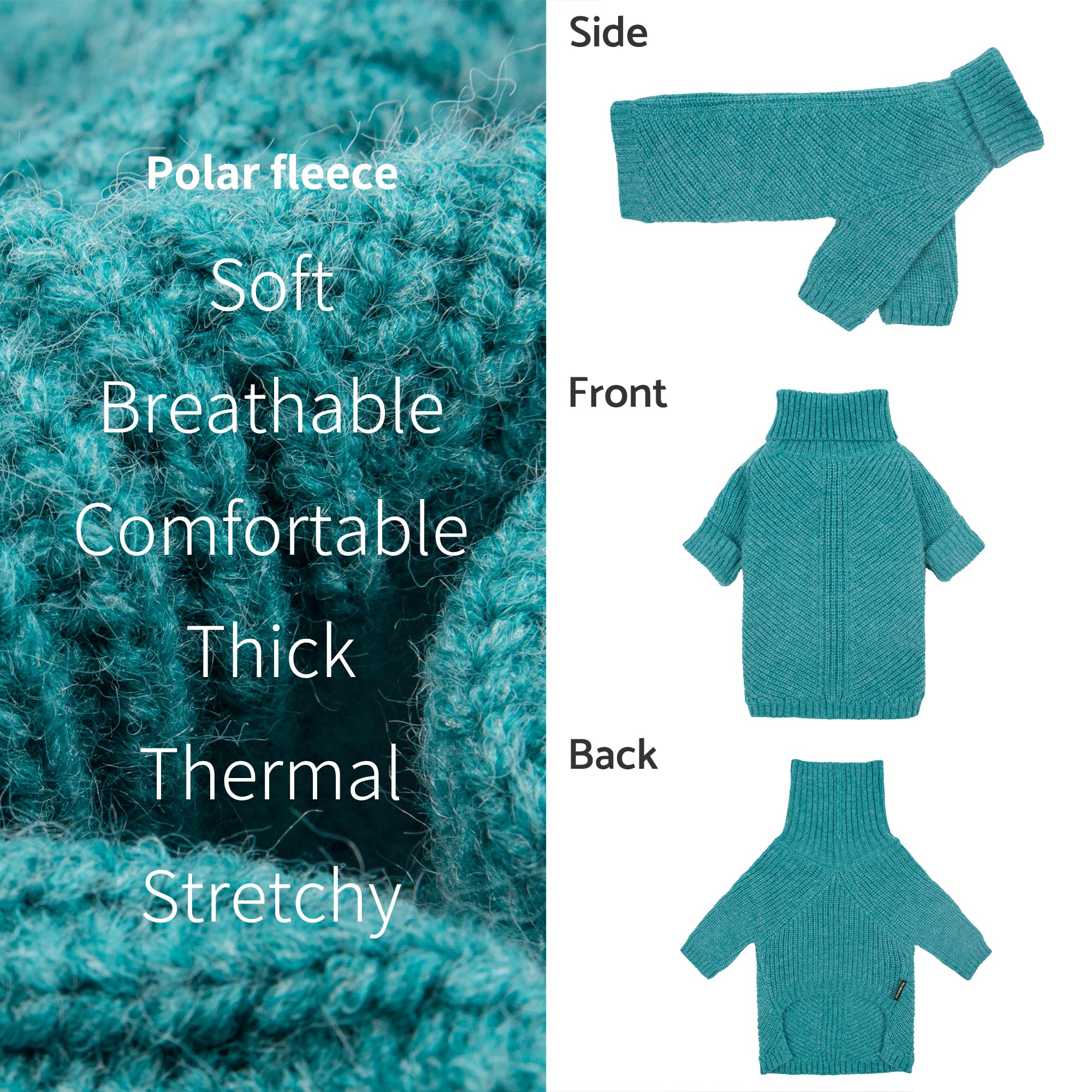 Fitwarm Turtleneck Dog Knitted Sweater, Thermal Dog Winter Clothes For Small Dogs Boy Girl, Dog Sweater Doggy Pullover Jumper, Pet Outfit, Teal Blue, Xxl