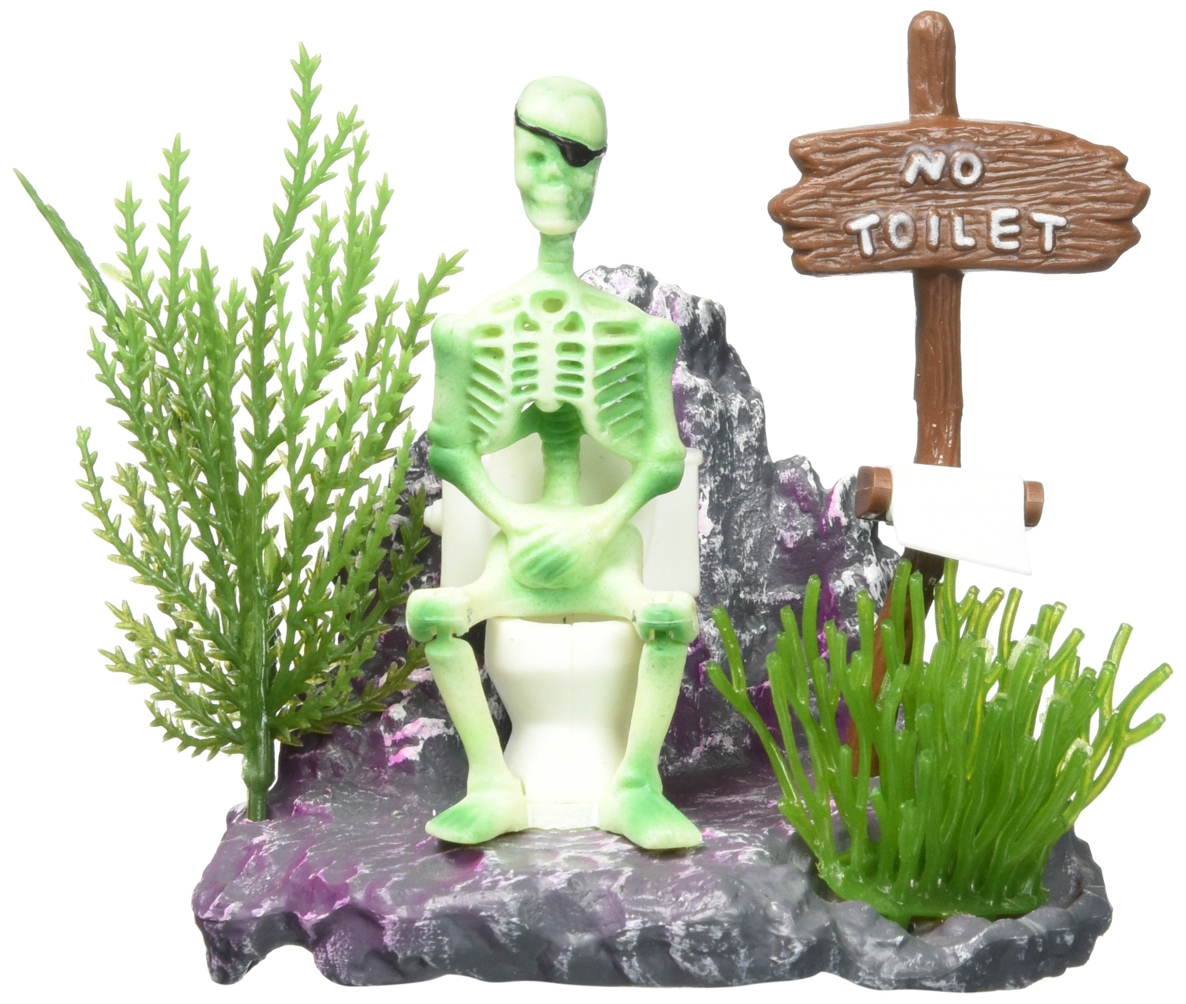 Penn-Plax Action-Air Skeleton On Toilet | Aquarium Decor | Bubbler For Fish Tank