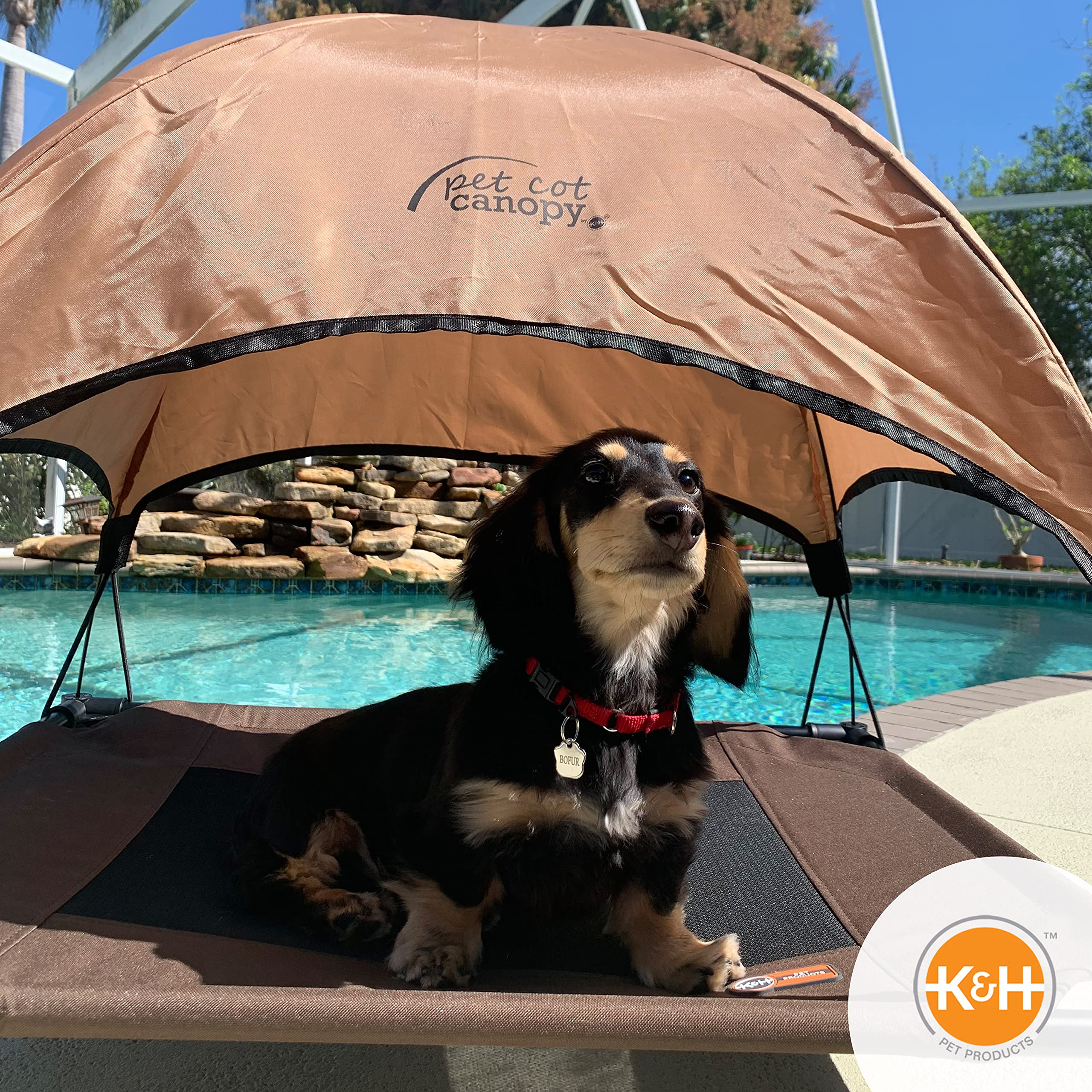 K&H Pet Products Tan Pet Cot Canopy, Small 22x17, Durable Outdoor Shade Cover for Pet Bed (Cot Sold Separately)