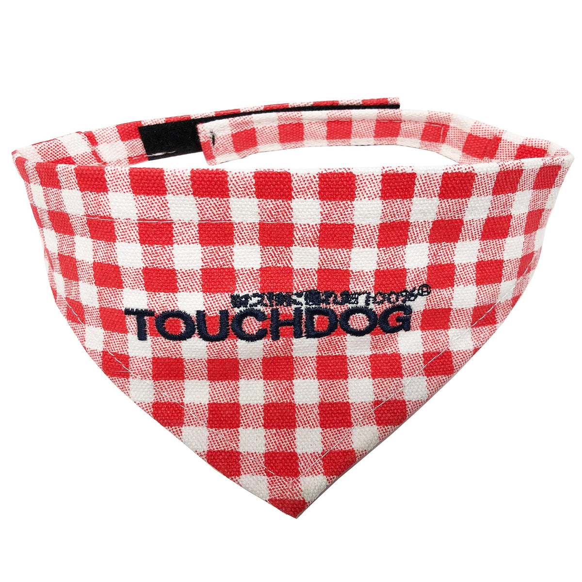Touchdog 'Bad-To-The-Bone' Plaid Patterned Fashionable Velcro Bandana , Large, Red