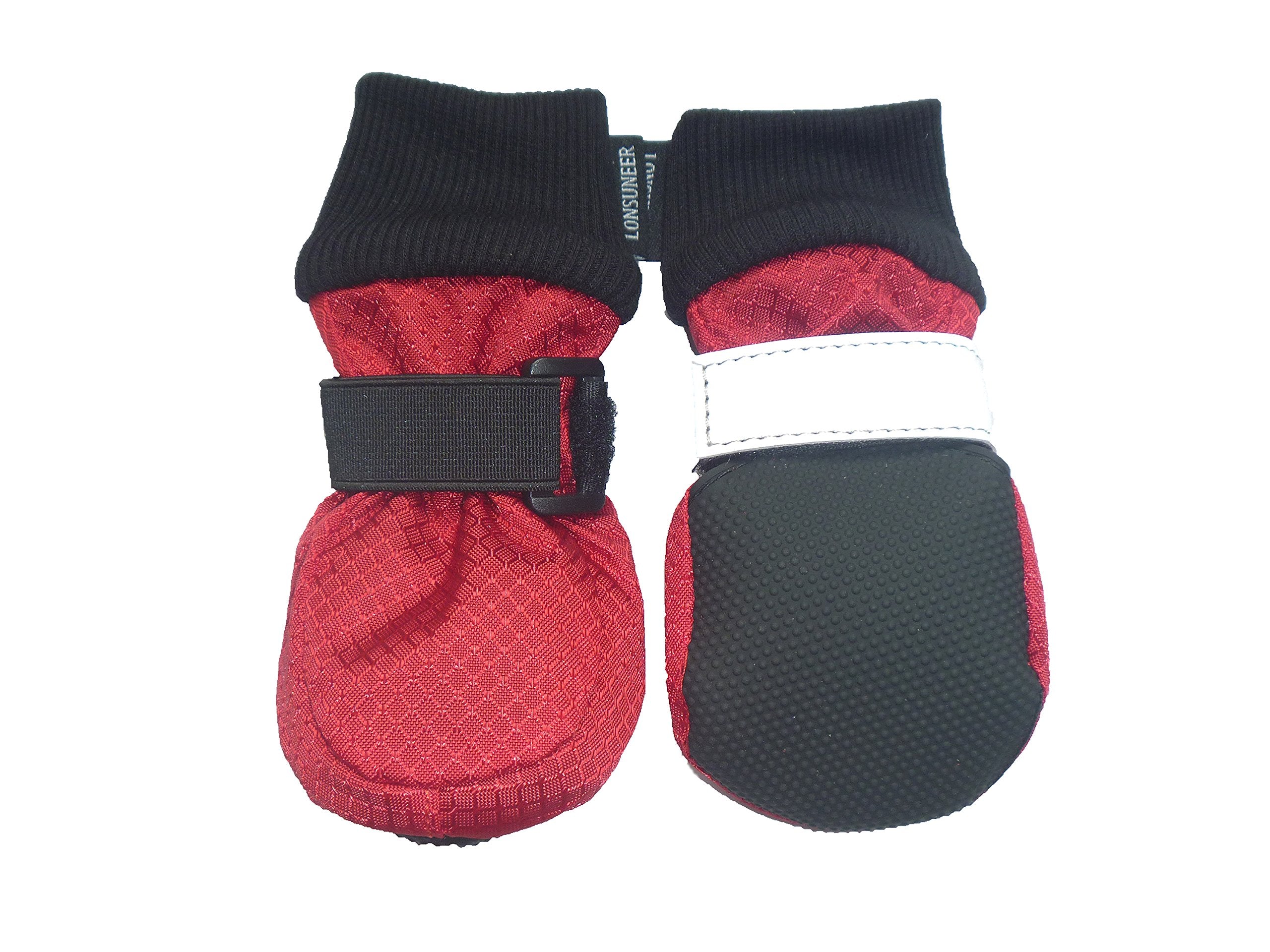 Lonsuneer Winter Paw Protector Dog Boots Waterproof Soft Sole And Nonslip Set Of 4 Color Red Size Small
