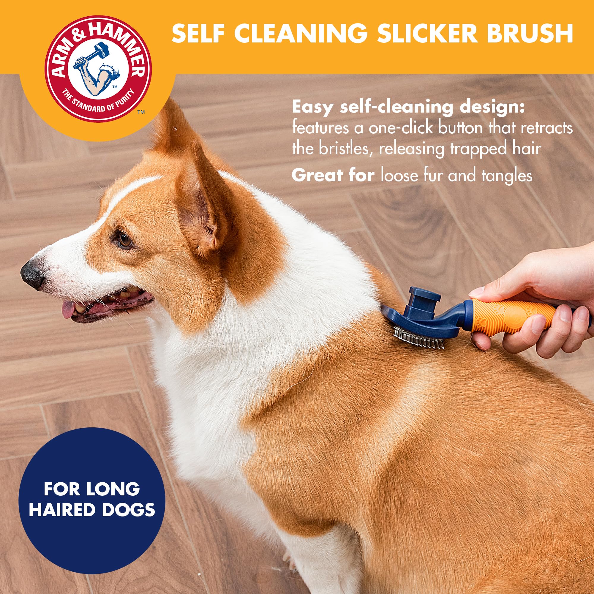 Arm & Hammer Simply Calm    Dog Grooming Slicker Deodorizing Brush with Fragrance Transfer Technology - Scented Self-cleaning fo