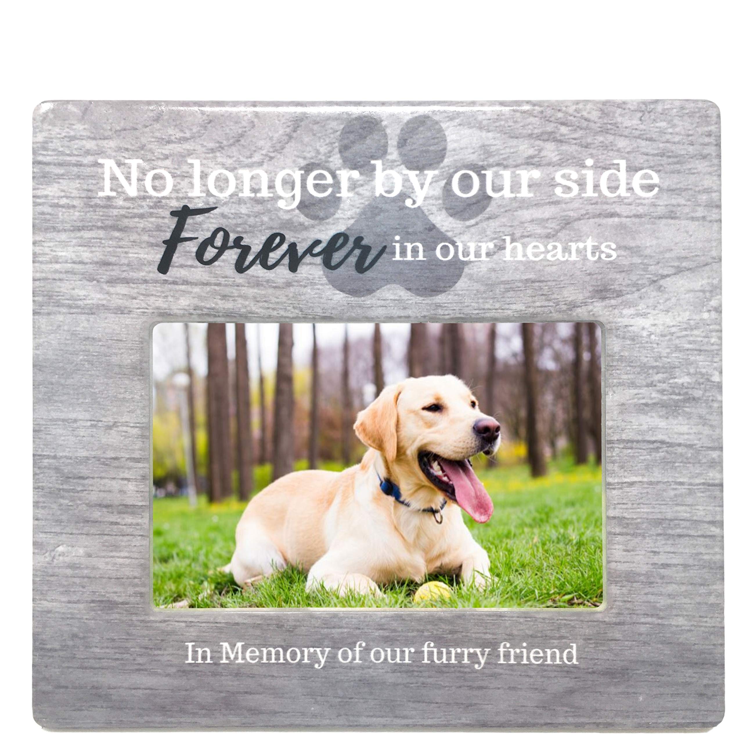 Banberry Designs Pet Memorial Picture Frame - No Longer By Our Side Forever In Our Hearts - In Memory Of Our Furry Friend - Pet 