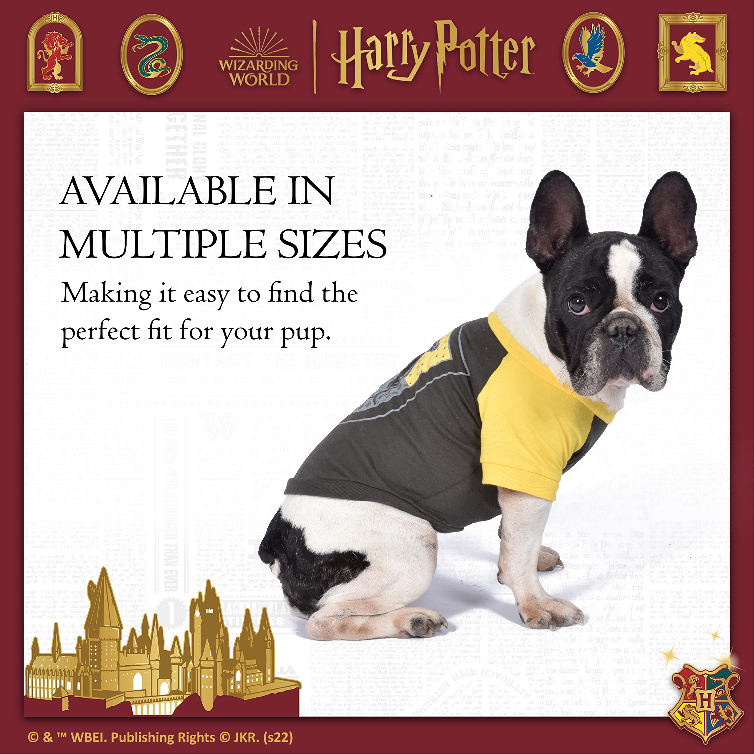 Harry Potter Hufflepuff Pet T-Shirt In Size Medium| Medium Dog T-Shirt, Harry Potter Dog Shirt | Harry Potter Dog Apparel & Accessories For Hogwarts Houses, Hufflepuff,Ff19288 Yellow
