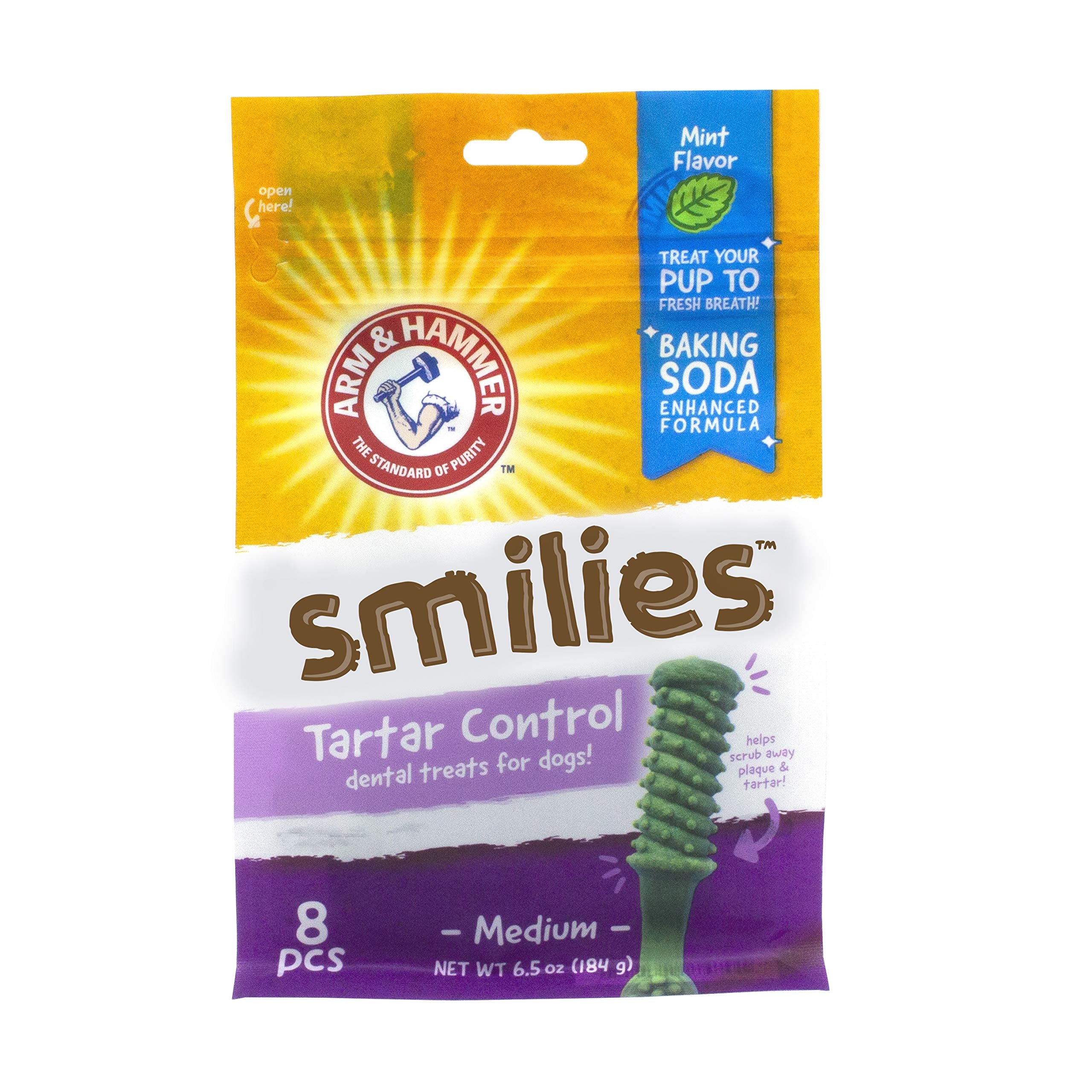 Arm & Hammer for Pets Smilies Tartar Control Dental Treats for Dogs, Value Pack, 62 Pieces | Dog Dental Chews Fight Bad Breath,
