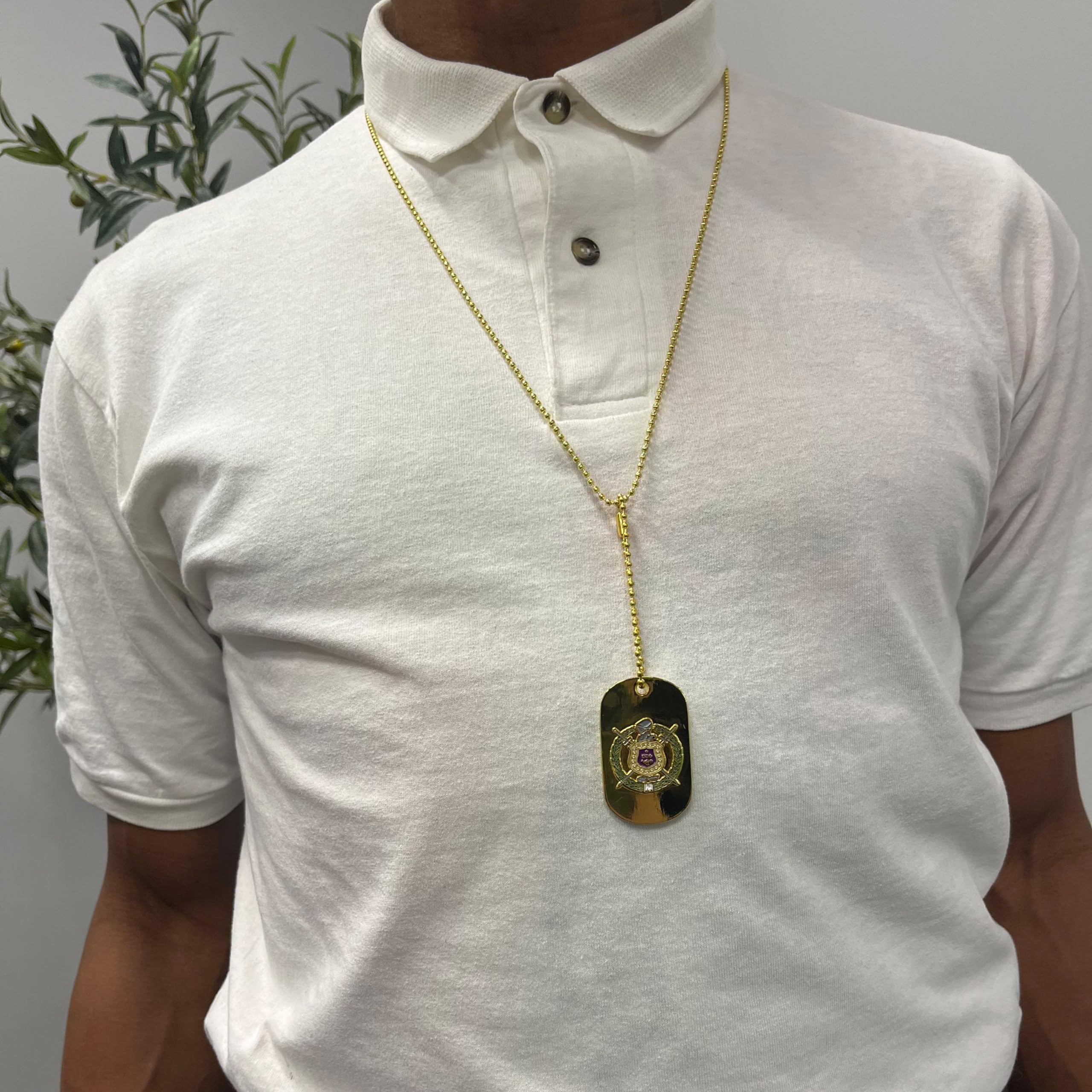 Desert Cactus Omega Psi Phi Necklace Fraternity Dog Tag Greek Opp Omega Man D9 Divine 9 (Style A - Crest & Letter)
