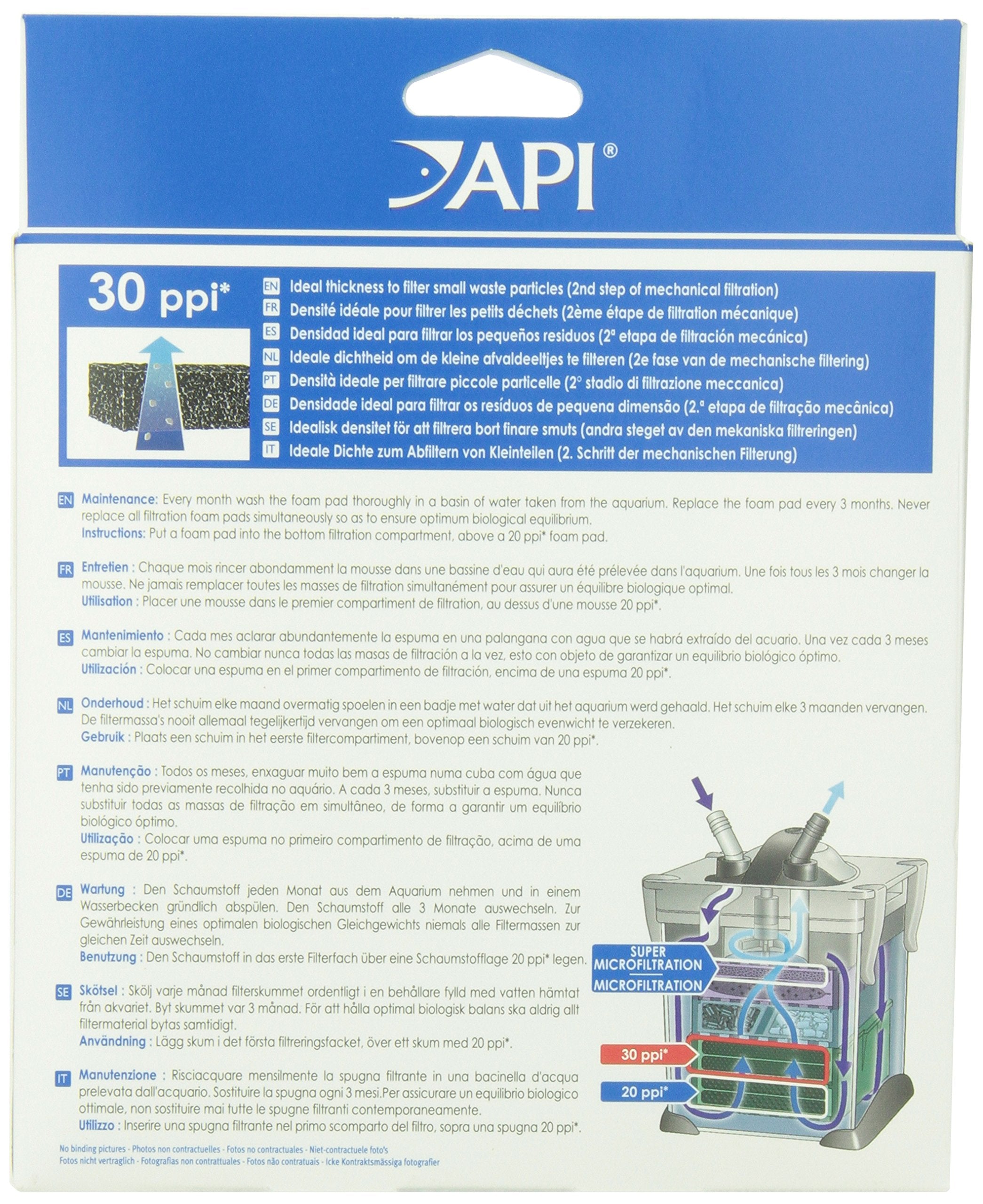 Api Filstar Xp Filtration Foam 30 Ppi Aquarium Canister Filter Filtration Pads 2-Count,Blacks & Grays