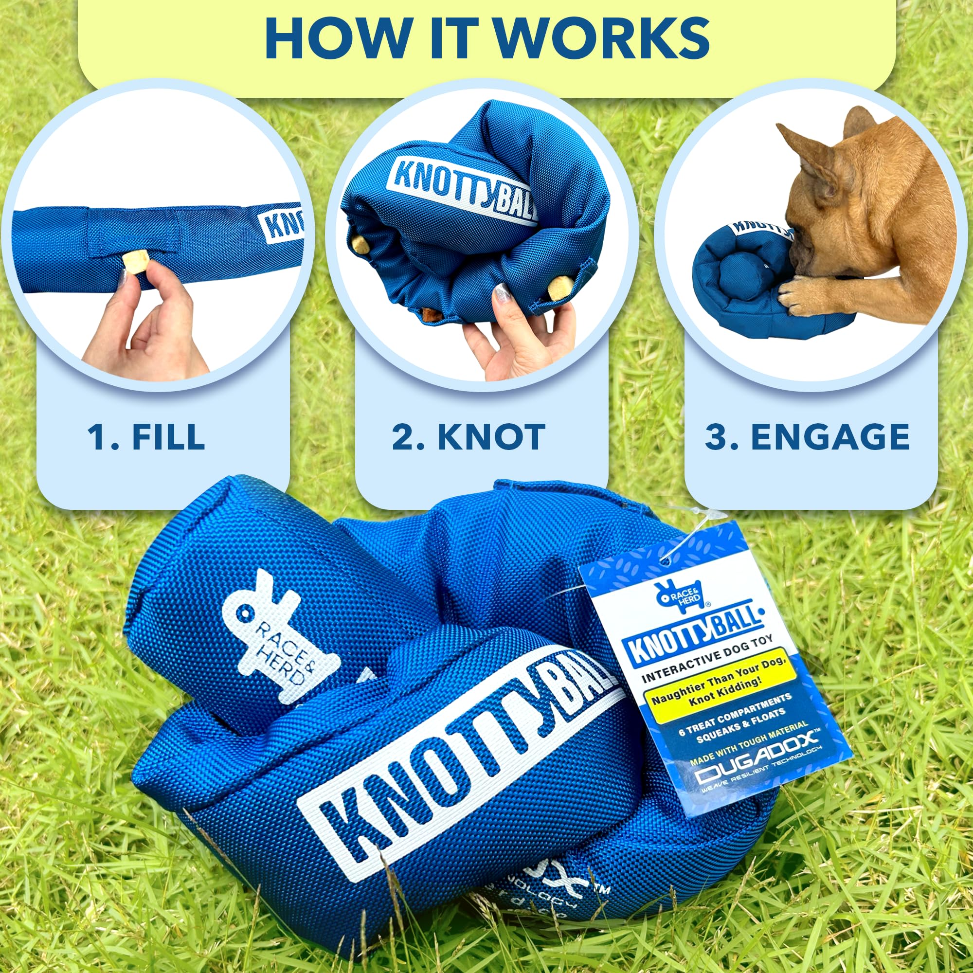 Race&Herd | Knottyball Dog Toys Interactive | Snuffle Ball | Sniffle Ball And Puzzle Toy For Any Size Dogs | Encourage Natural F
