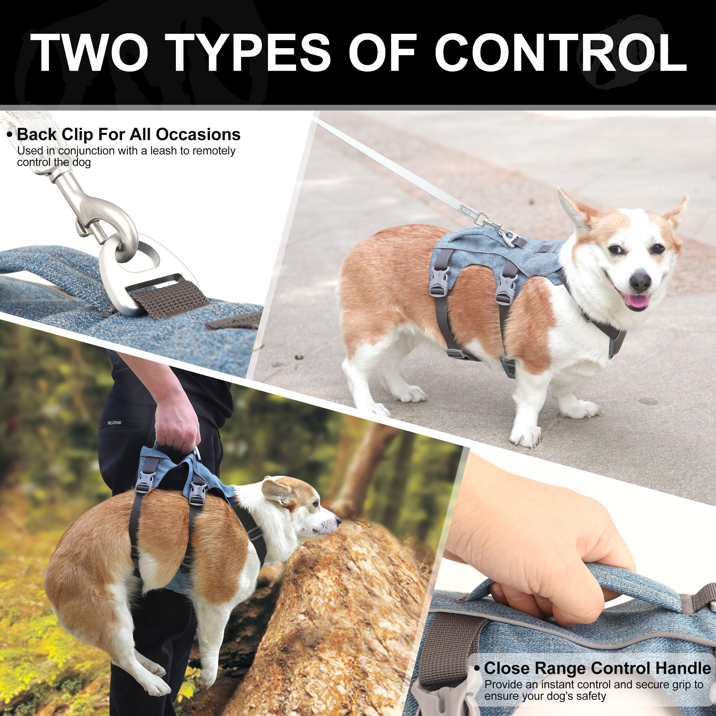 Akailea Dog Harness Medium Sized Escape Proof Dog Harness With Handle, Reflective Dog Vest, Breathable Soft Full Body Pet Harnes