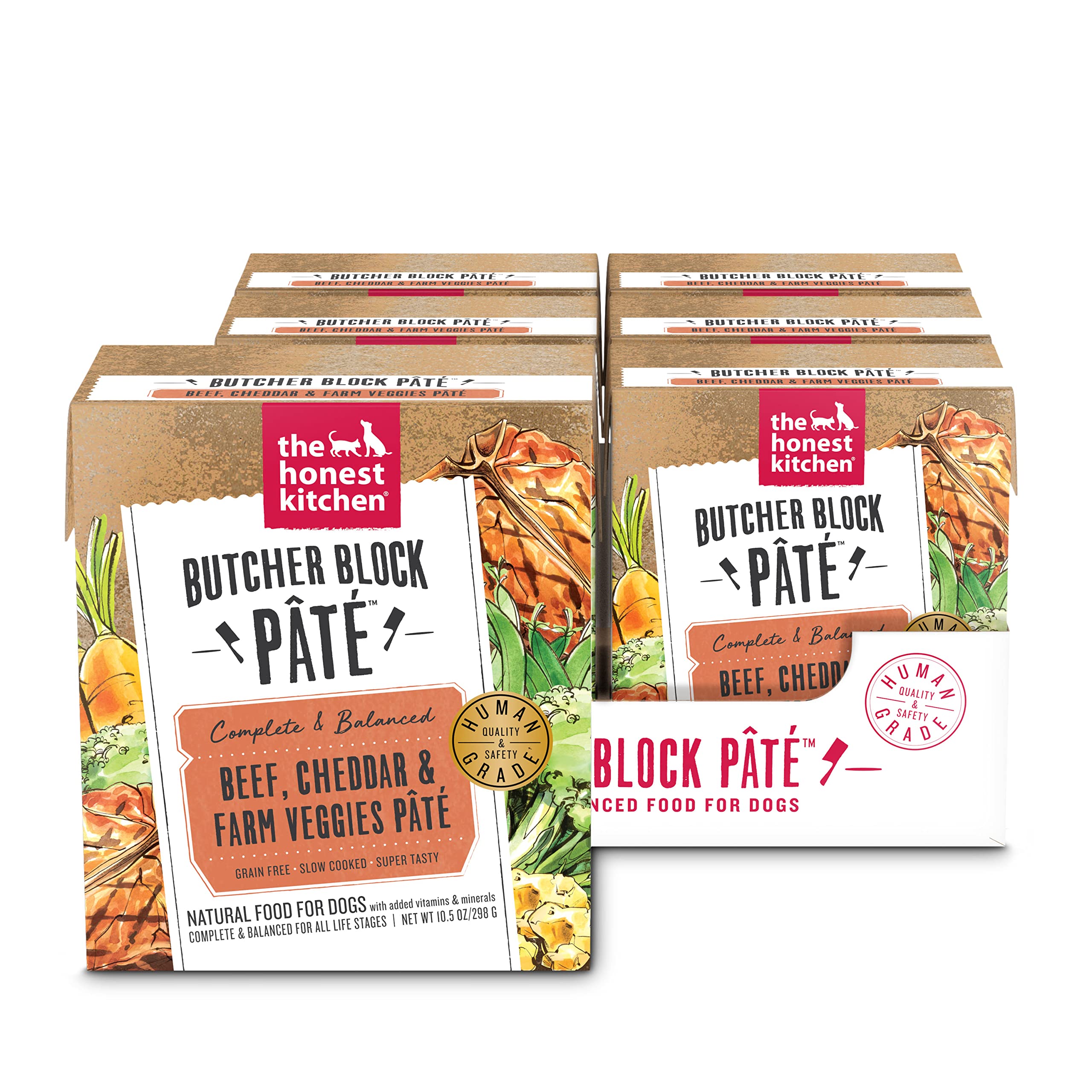 The Honest Kitchen Butcher Block Pt  : Beef, Cheddar & Farm Veggies Wet Dog Food, 10.5 oz (Pack of 6)