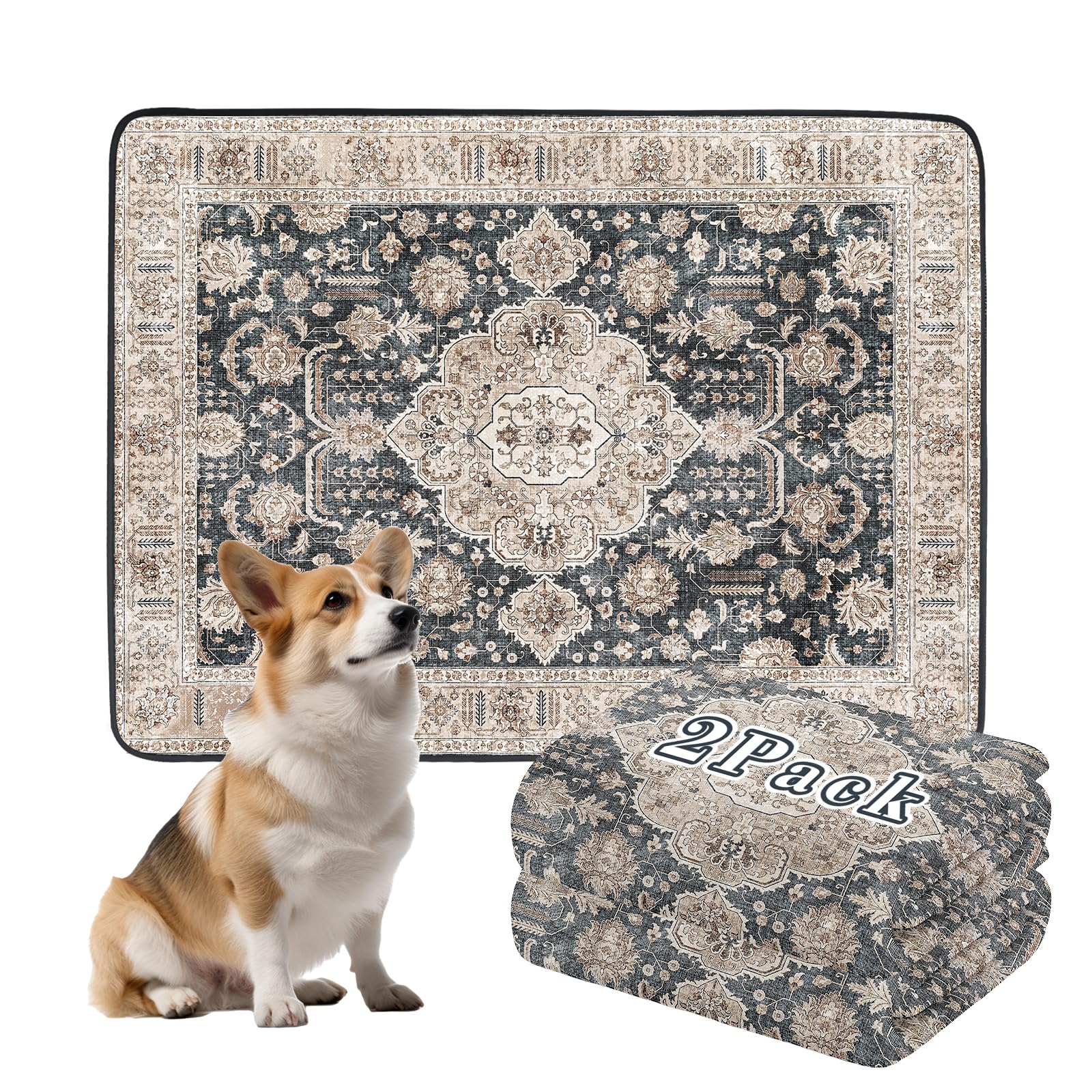 Thicken Super Absorbent Reusable, Washable Pee Pads For Dogs - 2 Pack, 36X48 Non-Slip Leakproof Potty Pads For Floor, Crate & Co