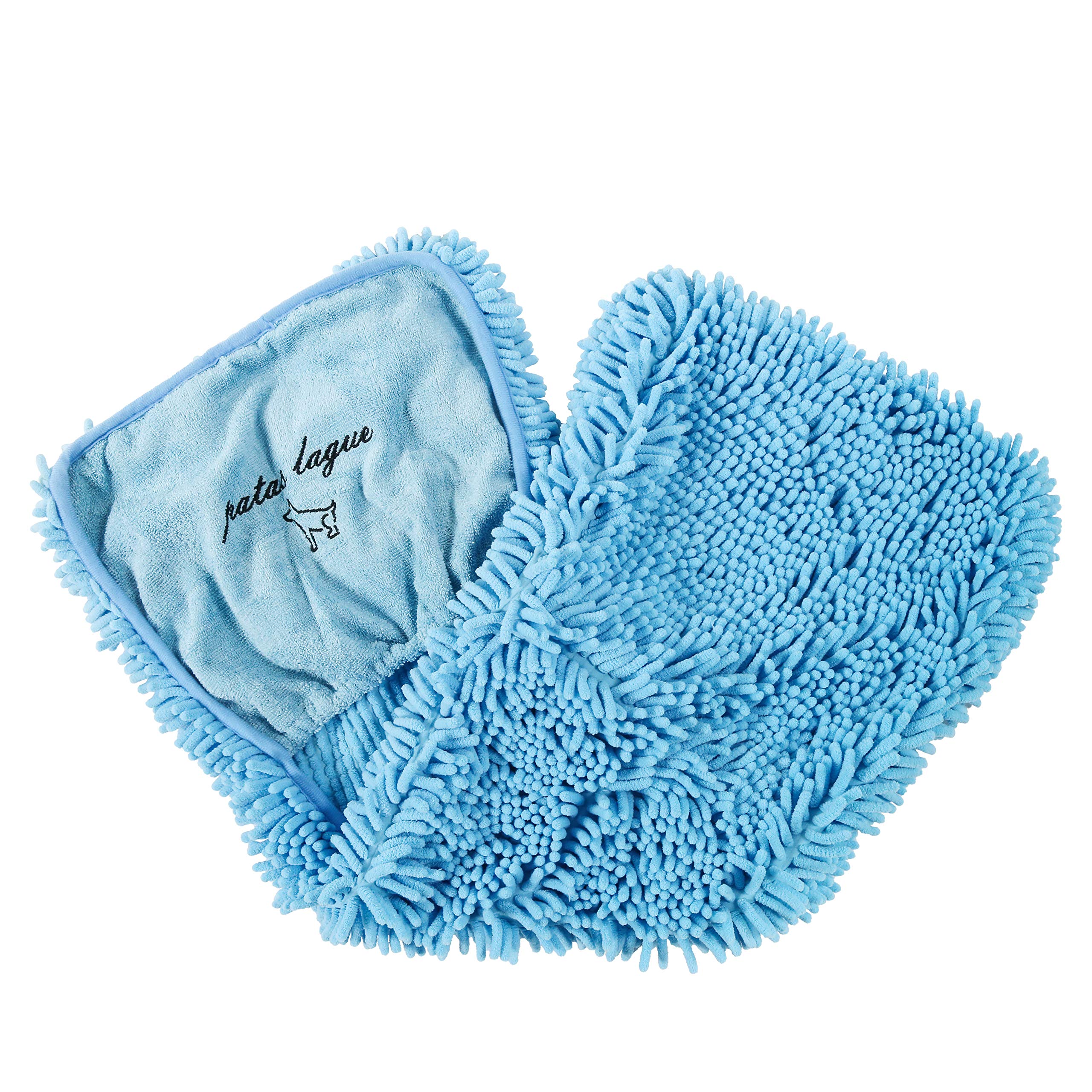 Patas Lague Absorbent Dog Towel For Drying Dogs Large, 35''X15'' Extra Large Microfiber Quick Drying Pet Bath Towel With Hand Pockets, Machine Washable Pet Shammy Blue