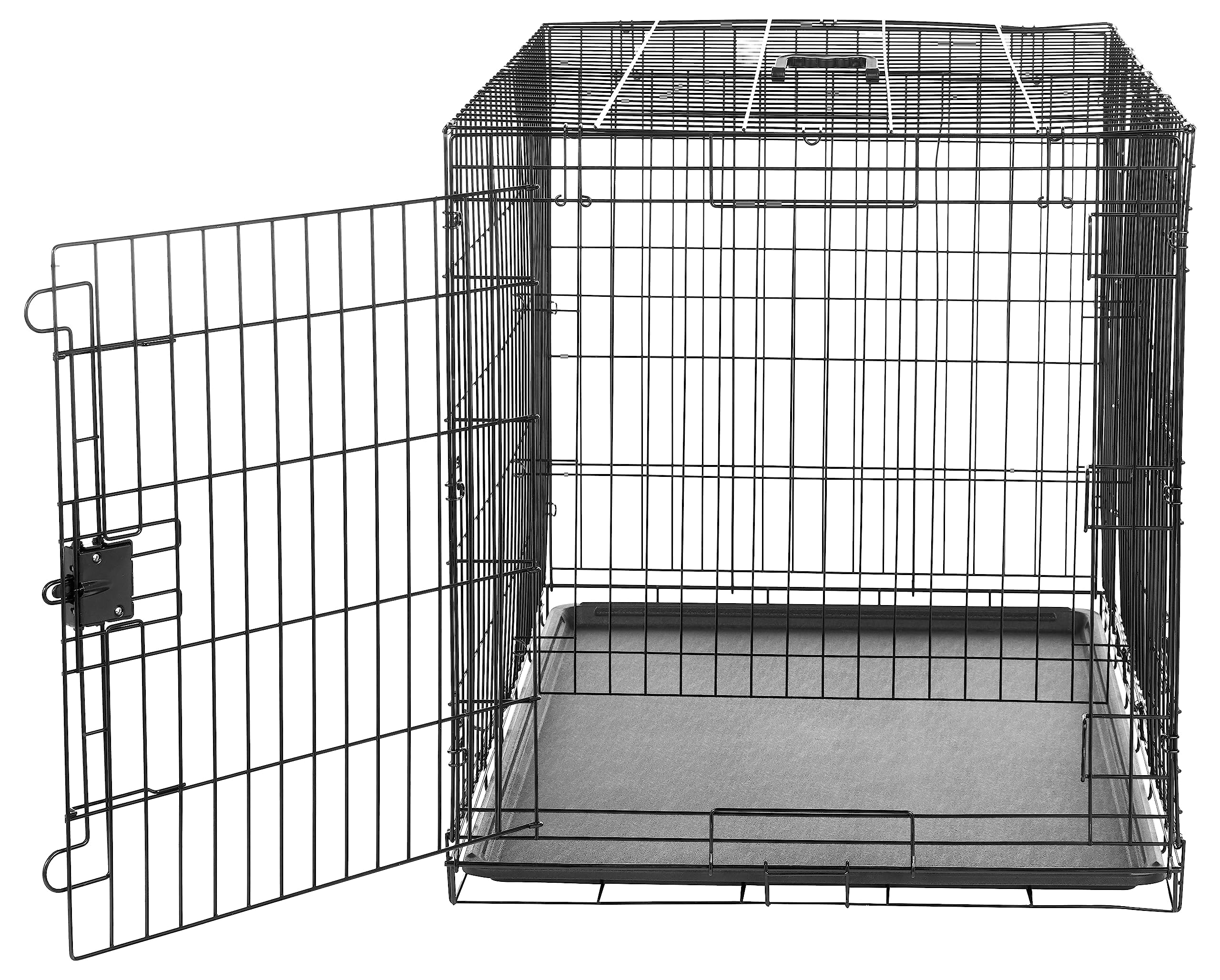 Amazon Basics Durable Foldable Metal Wire Dog Crate, Double Door, 42"x28"x30", Black, Model 9001N-42B