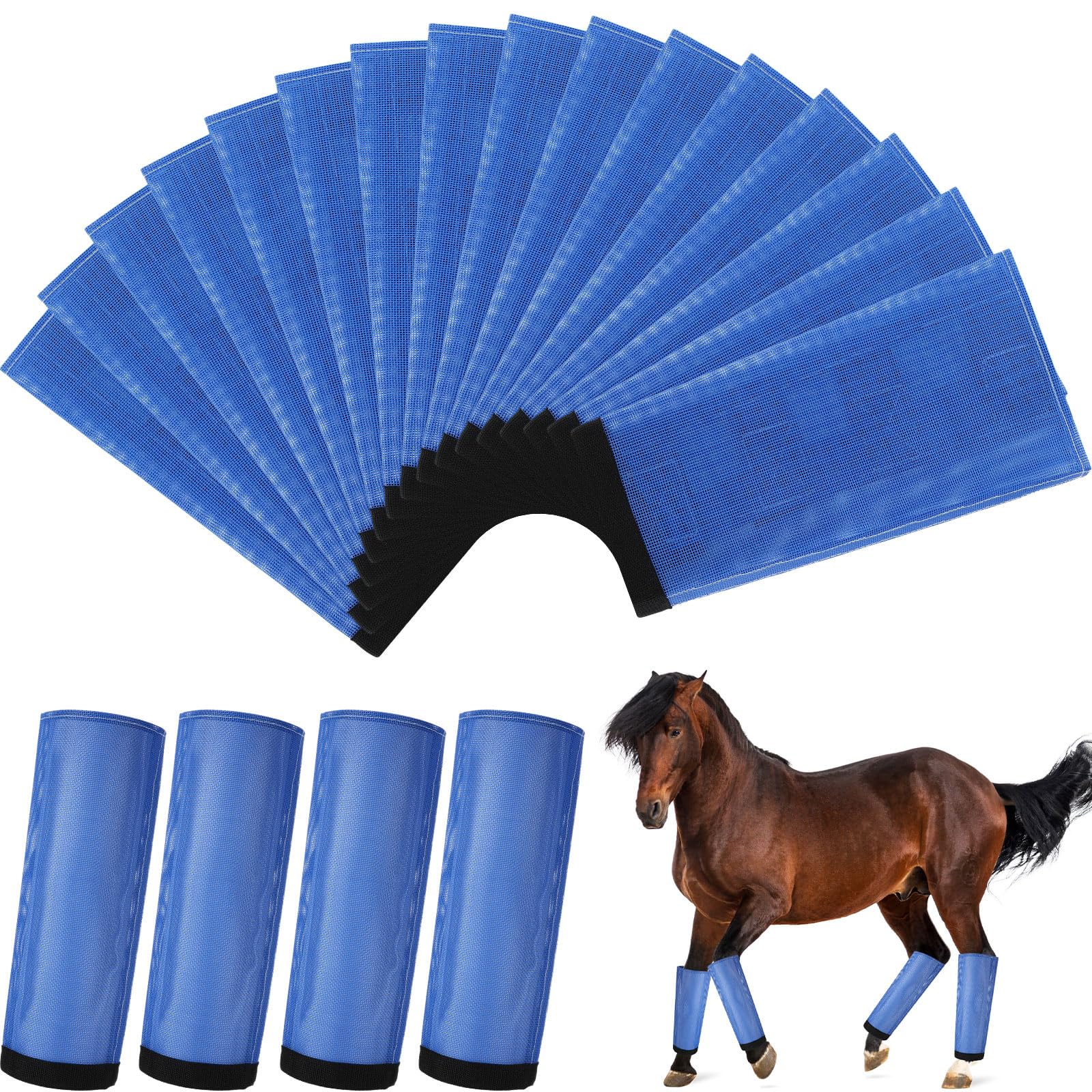 Bulyoou Set of 16 Mesh Fly Boots for Horse Breathable Mesh Horse Boots Protective Horse Leg Wraps Horse Leggings for Preventing 
