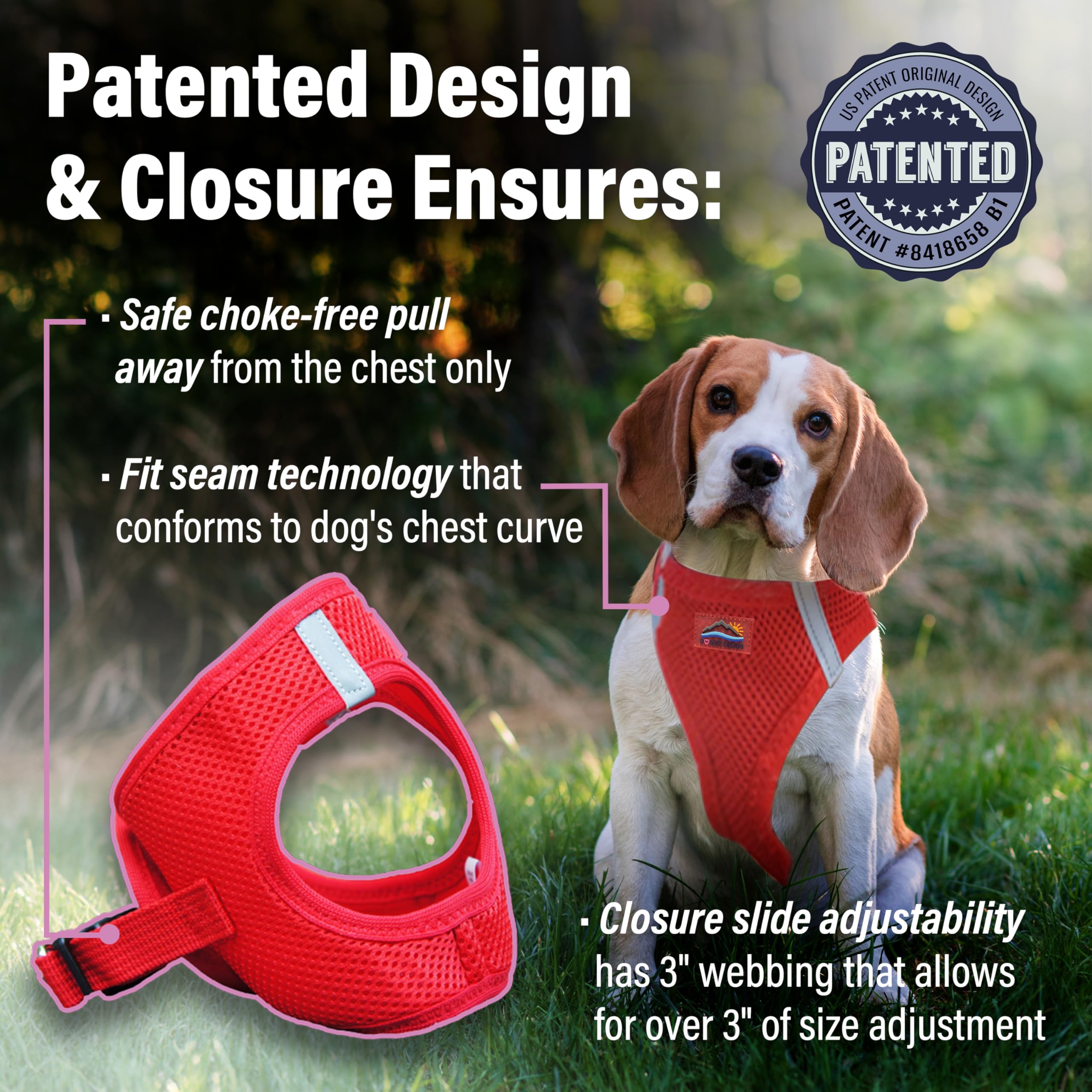 Doggie Design American River Ultra Choke-Free Mesh Dog Harness Red (X-Large)