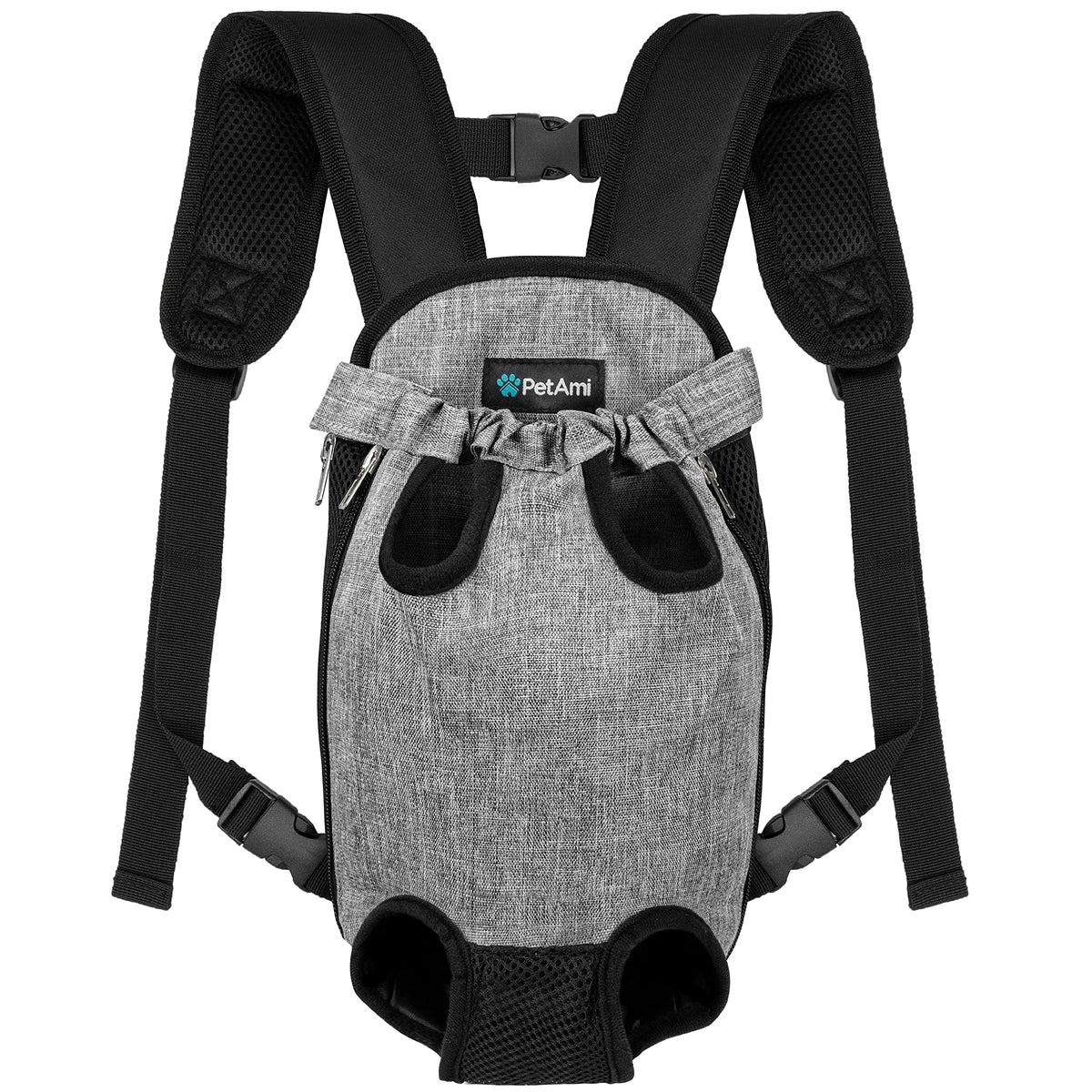 Petami Dog Carrier Backpack, Adjustable Pet Cat Front Carrier Backpack, Ventilated Dog Chest Carrier For Hiking Camping Travel, Sling Bag For Small Medium Dog Cat Puppies, Medium, 9-13 Lbs, Grey