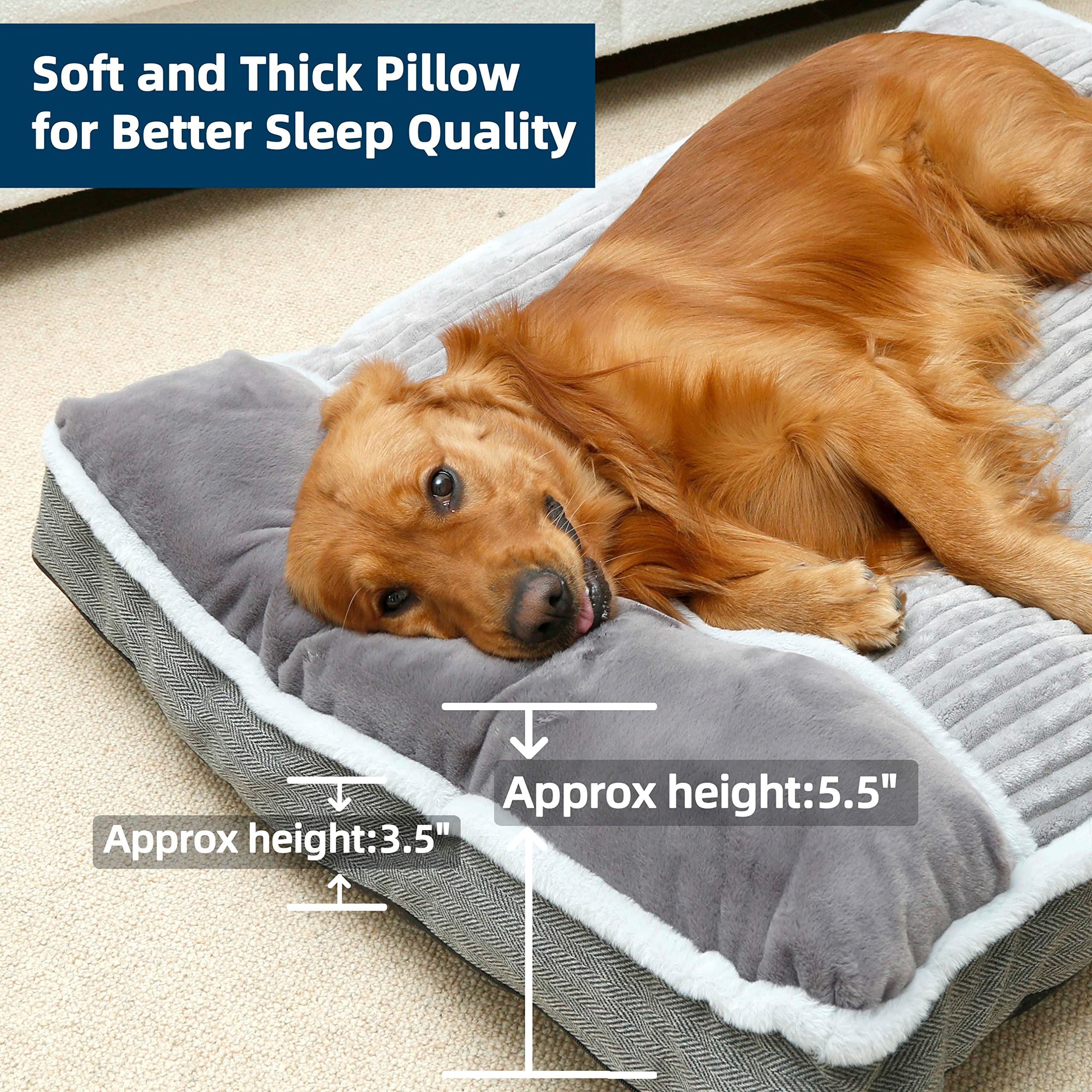 Windracing Large Dog Bed With Pillow For Crate Kennel, Sofa Dog Bed, Super Soft Pet Bed For Medium, Jumbo, Furniture