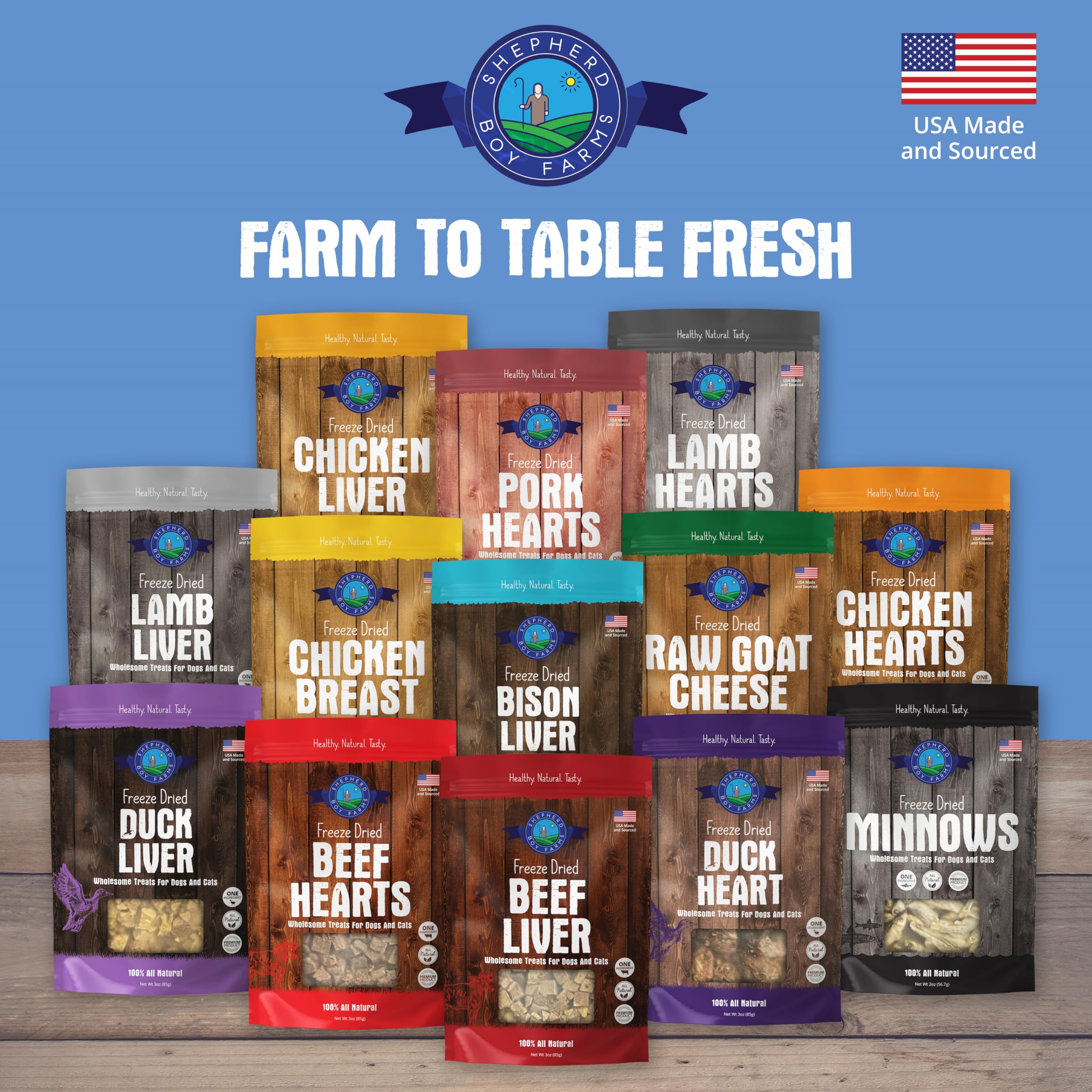 Shepherd Boy Farms Freeze Dried Dog and Cat Treats, Chicken Heart, All Natural Freeze-Dried Dog Treat & Snacks, Made in USA, Hig