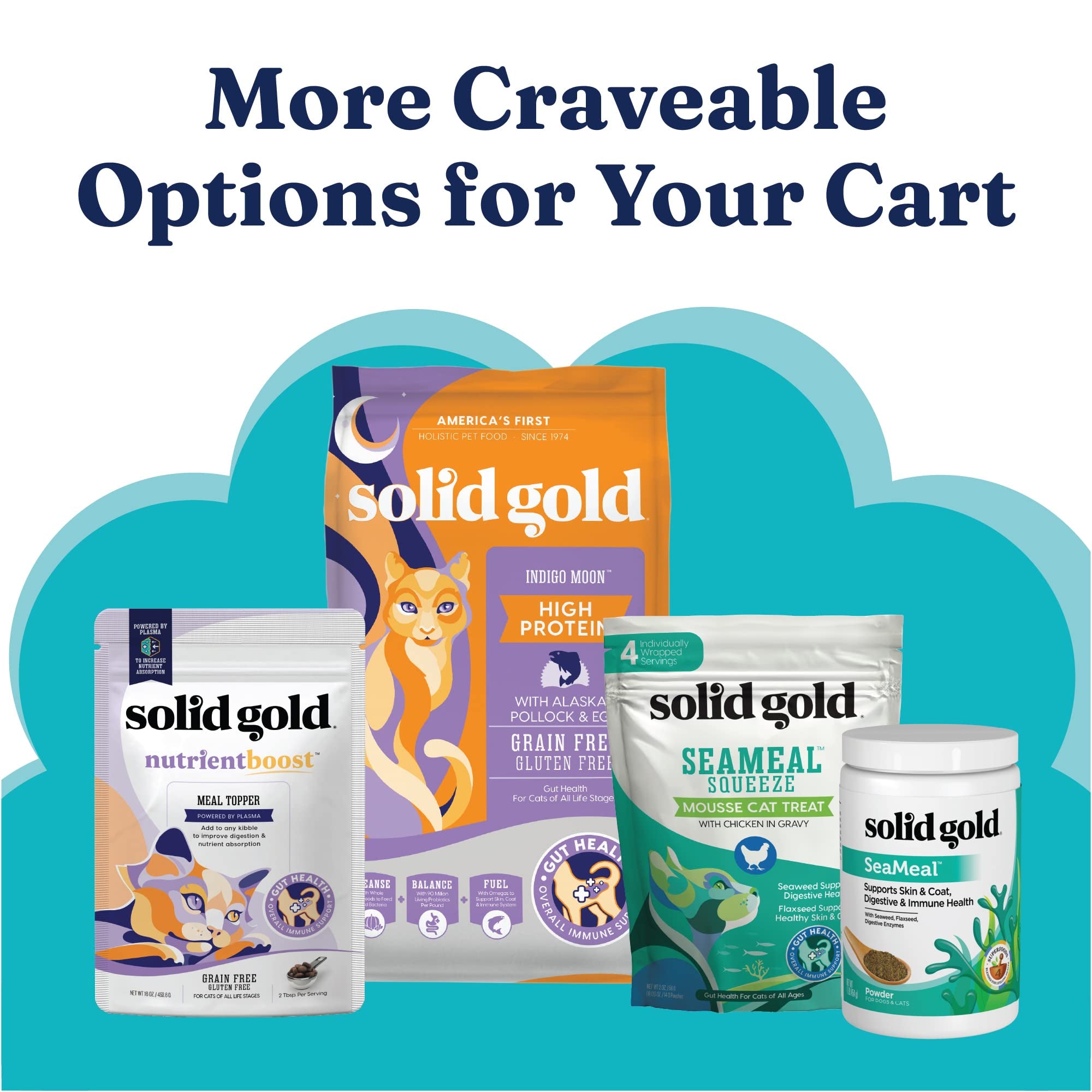 Solid Gold Wet Cat Food Shreds in Gravy - Canned Cat Food Made w/Real Tuna & Sardine - Five Oceans Grain Free 16ct/6oz Can