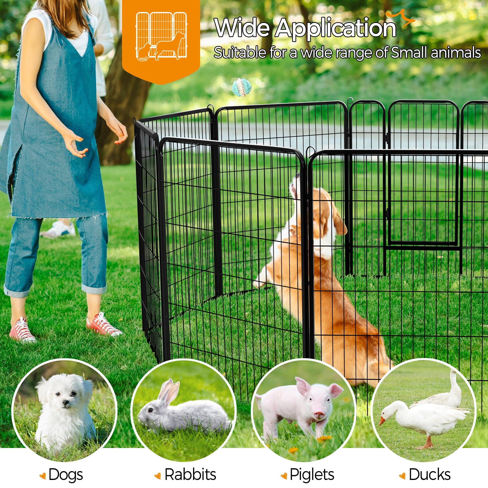 Costoffs 80 X 100 Cm Extra Large 8 Panel Dog Playpen Pet Pen For Small Animals Rabbit Duck Cat Indoor/Outdoor Black