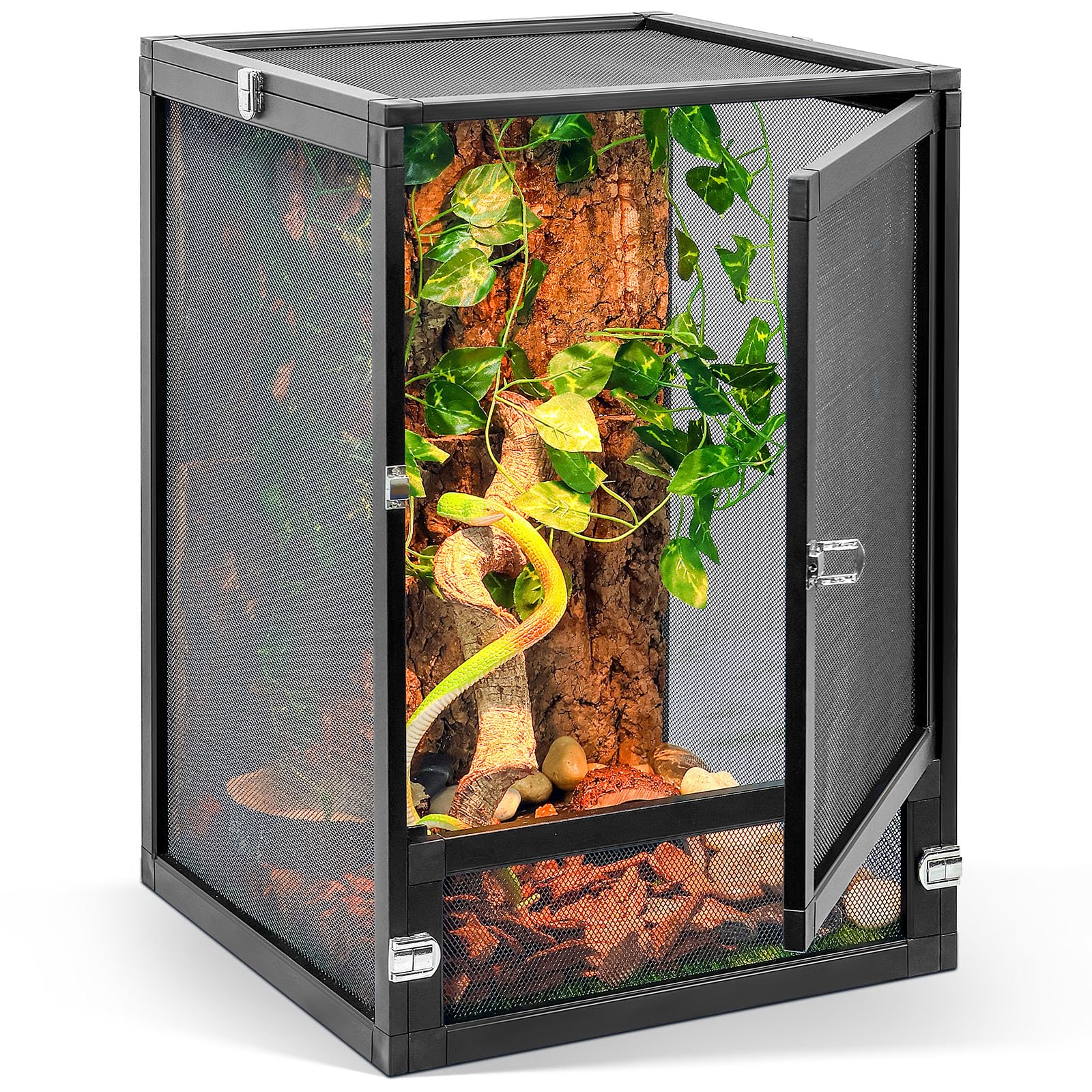 Runduck 13 Gallon 360 Panoramic Foldable Reptile Terrarium Kit: Crested Gecko Tank And Reptile Cage For Superior Ventilation, Ea