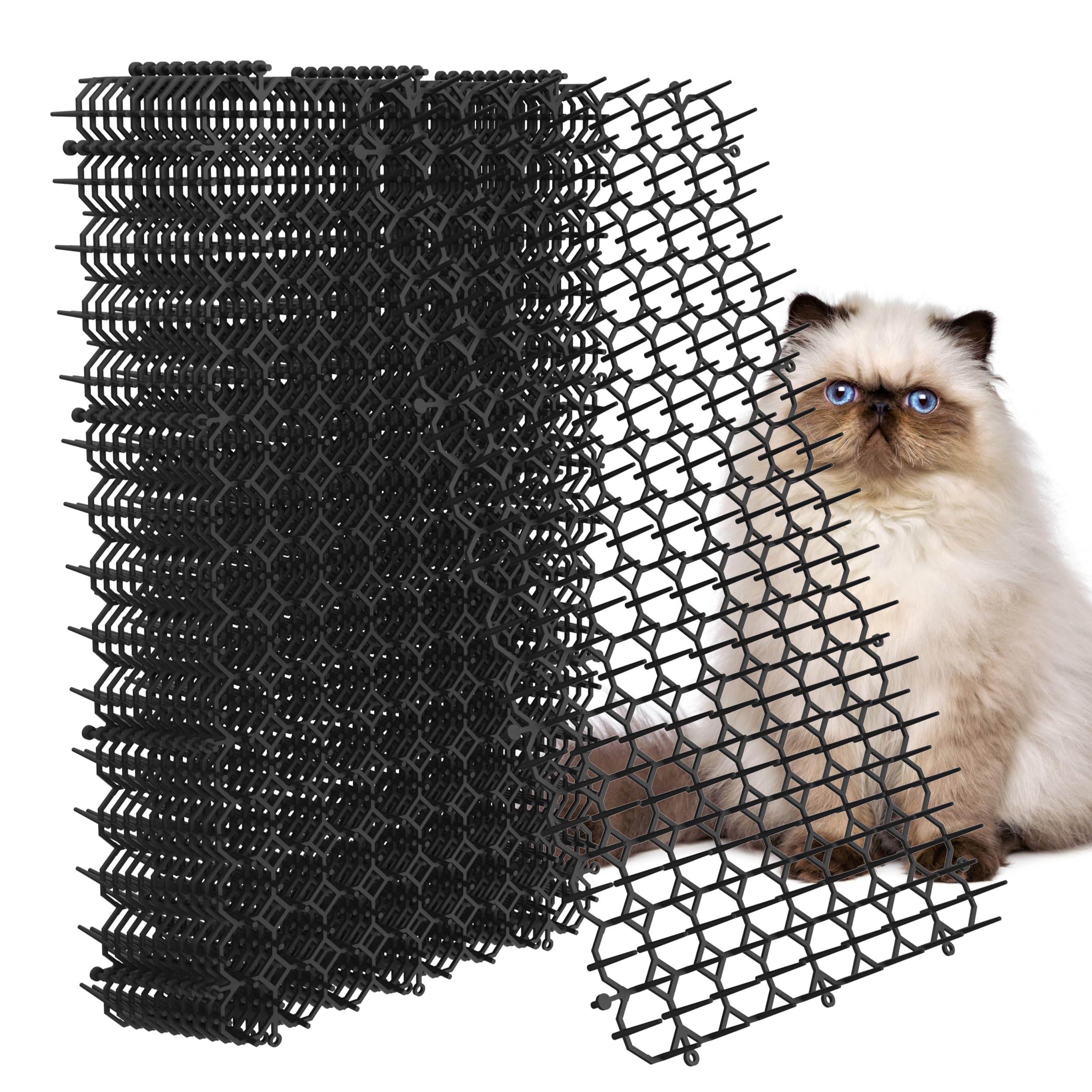 Hmyomina 16 x 8 Inch Scat Mat for Cats, 12 Pack Cat Scat Mat with Spikes - Deterrent Mat for Cats and Dogs - Cat Deterrent Outdo