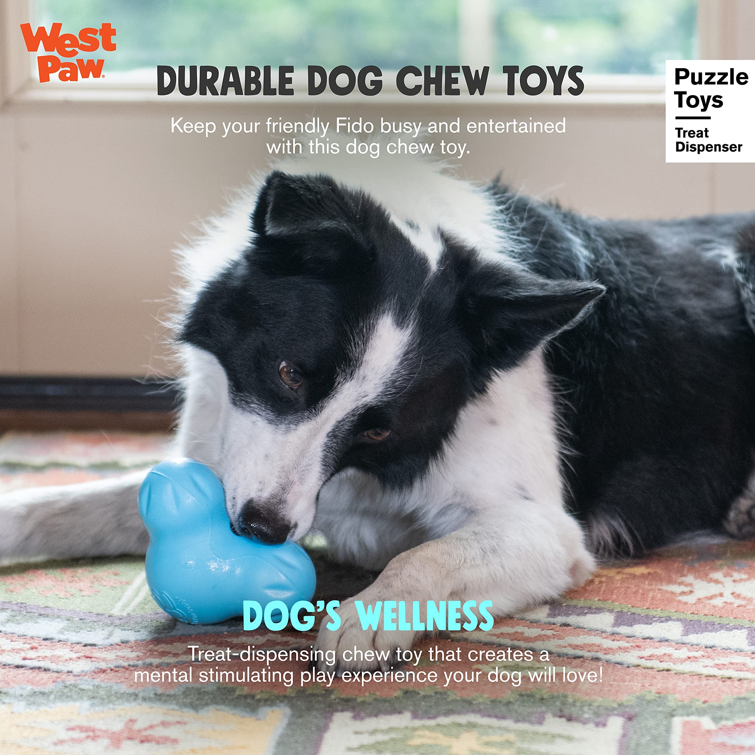 West Paw Zogoflex Tux Treat Dispensing Dog Chew Toy - Interactive Chewing Toy for Dogs - Dog Enrichment Toy - Dog Games for Aggr