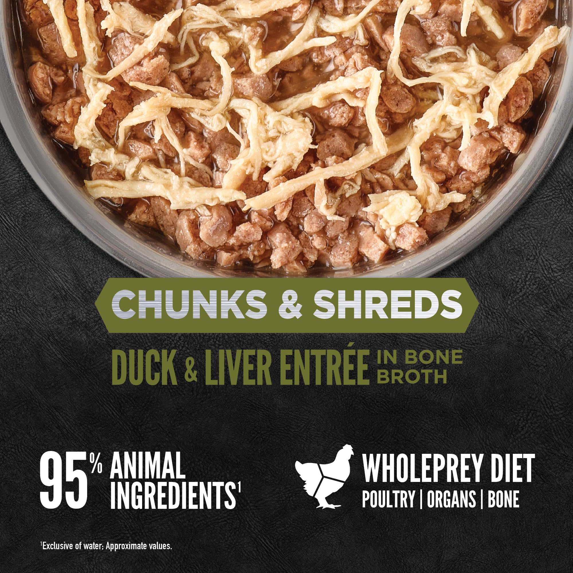 ORIJEN Chunks & Shreds Wet Cat Food Duck & Liver Entr  e 3oz Cans (12 Count)