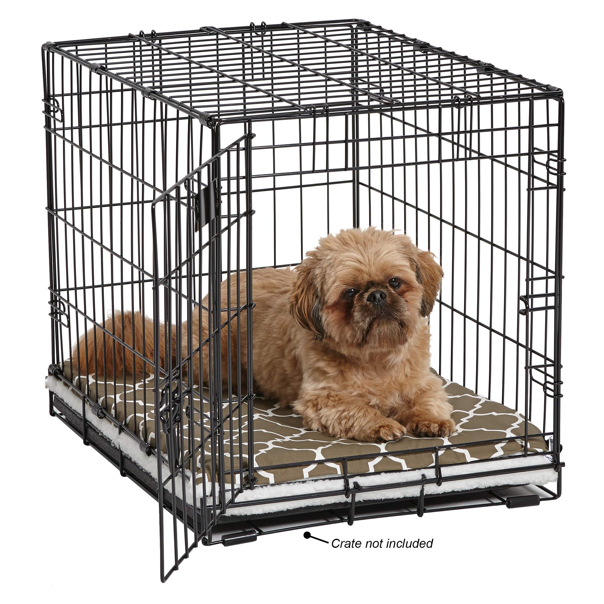 Midwest Homes For Pets Quiet Time Teflon Defender Dog Beds; Pet Beds Designed To Fit Folding Metal Dog Crates, Brown & White Geometric Pattern, 24-Inch