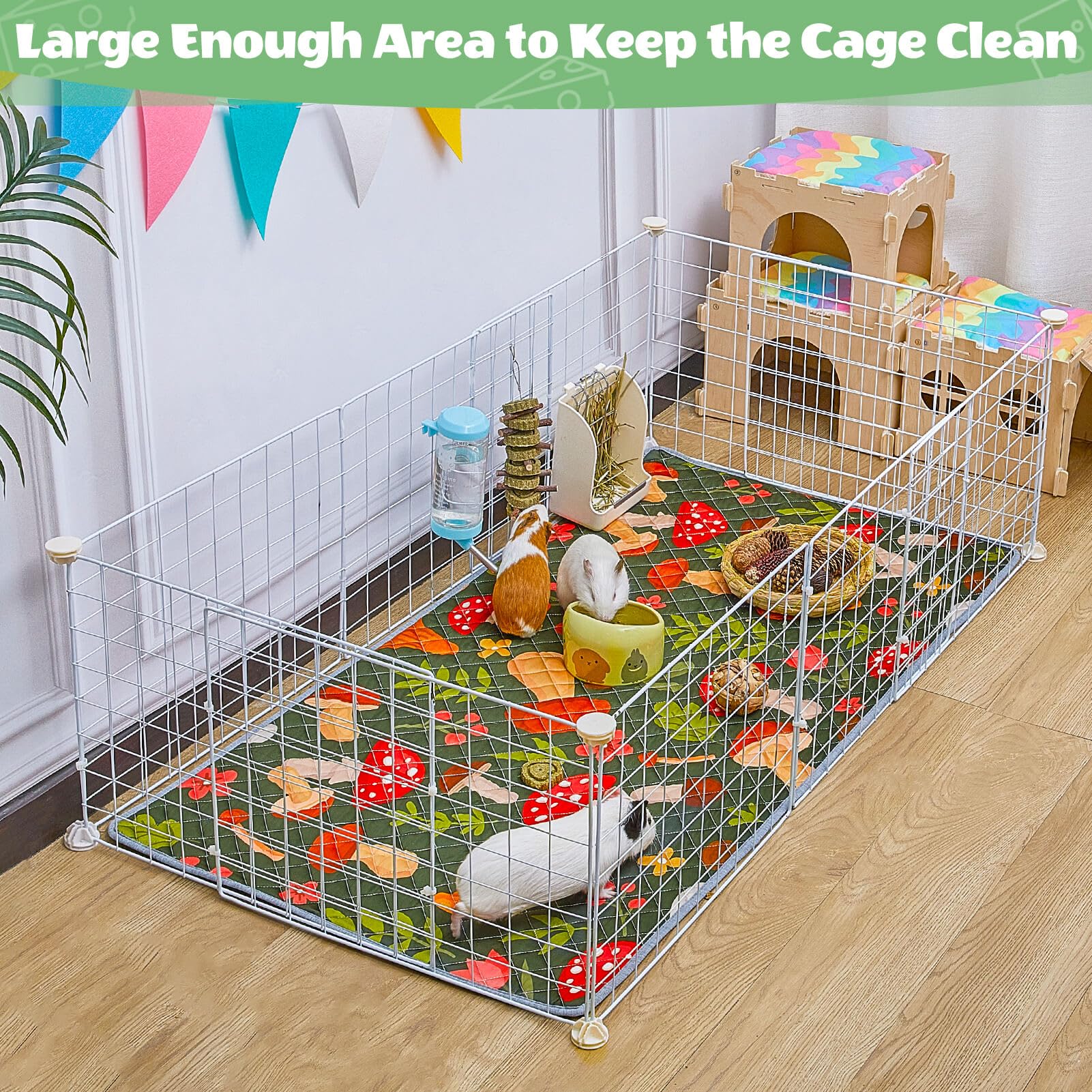 2 Pack Guinea Pig Bedding, Washable Guinea Pig Cage Liner Reusable Guinea Pig Mat Waterproof Guinea Pig Bedding For Cage, Super