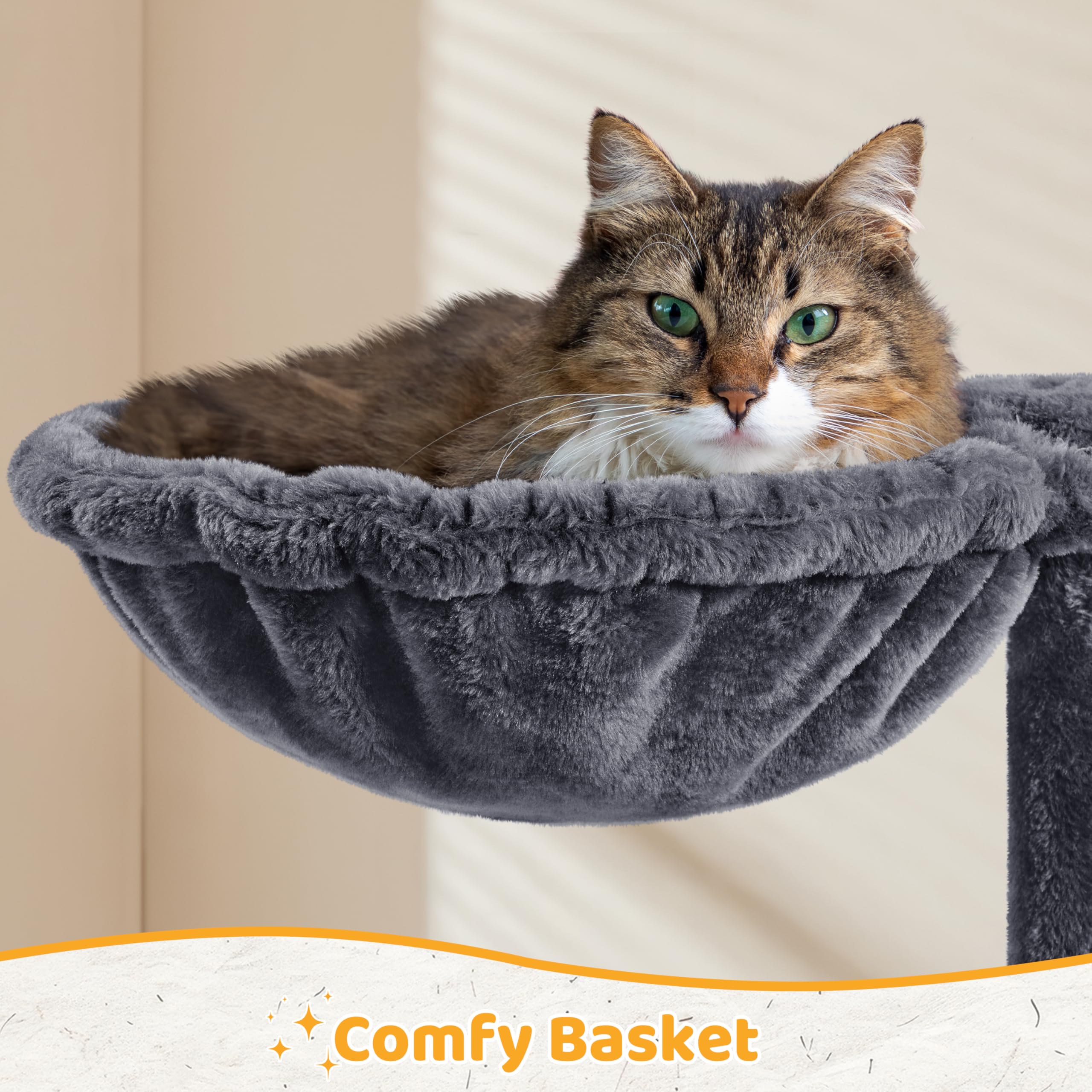 Yaheetech Cat Tree, 54In Tall Cat Tower For Indoor Cats, Multi-Level Cat Furniture With Extended Platform & Basket, Spacious Cat